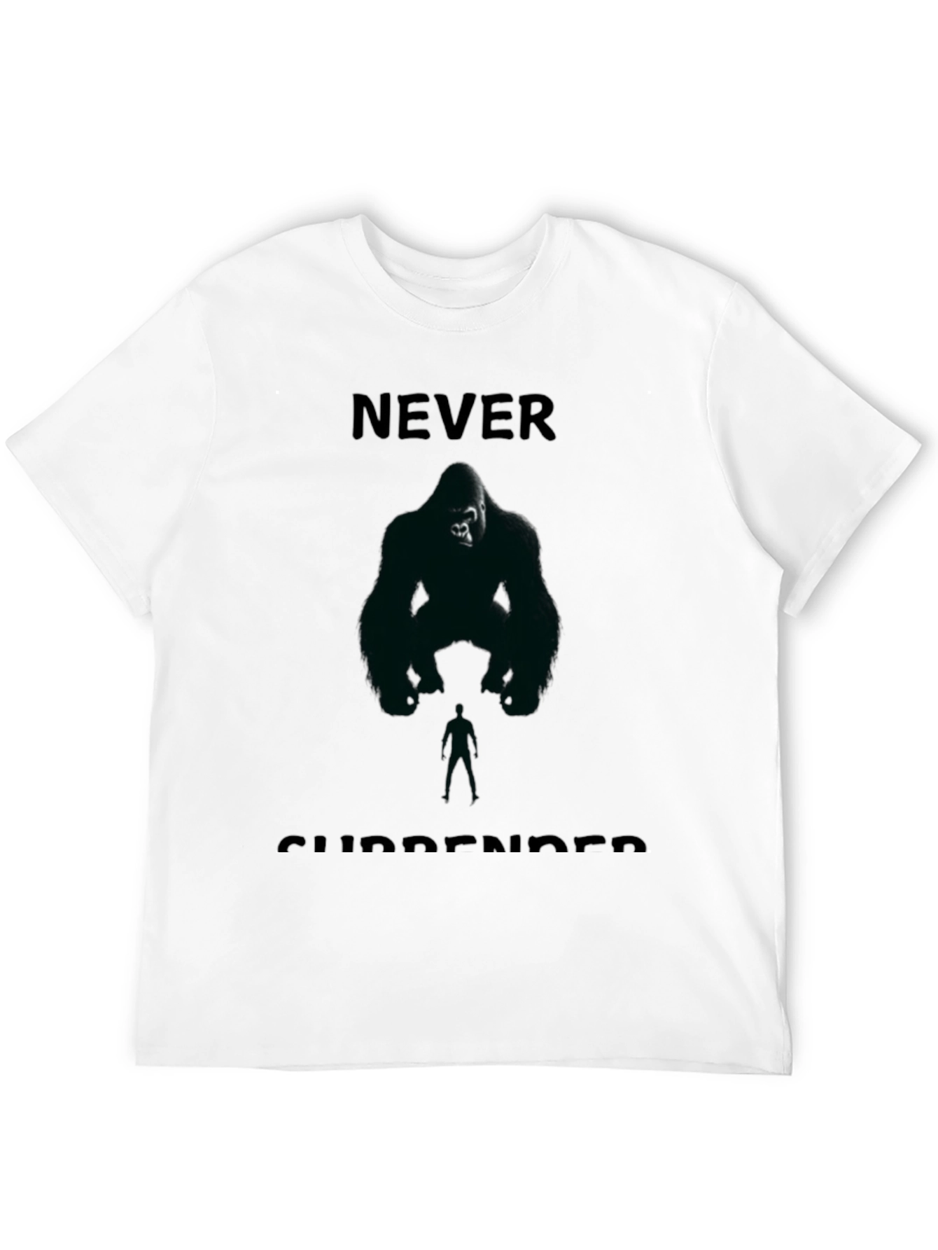 Black Never Surrender Gorilla Graphic Tee - Black Cotton Blend view 12