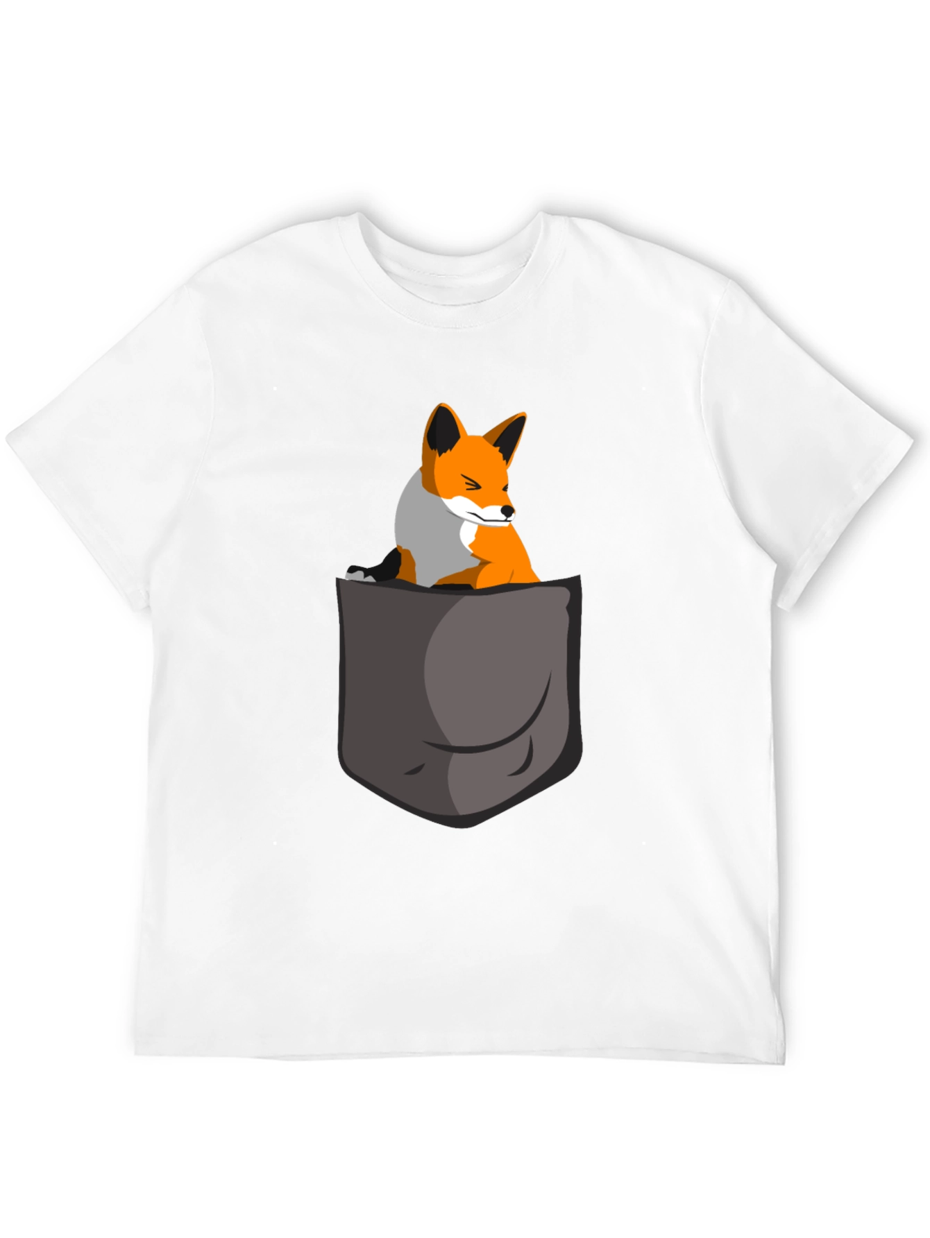 Black Fox in Pocket Graphic Tee - Cute Animal T-Shirt view 12