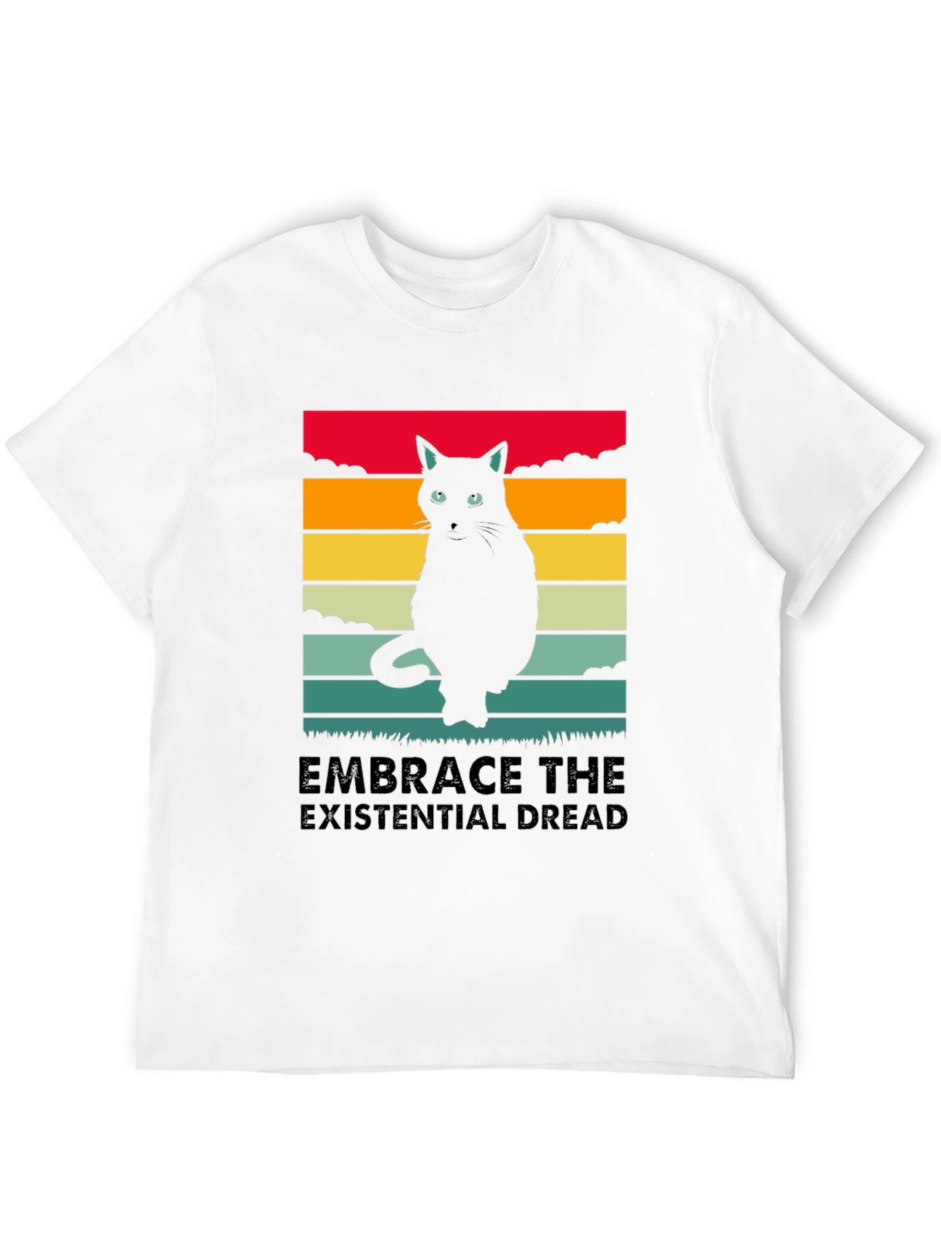 Black Embrace the Existential Dread Cat T-Shirt view 12