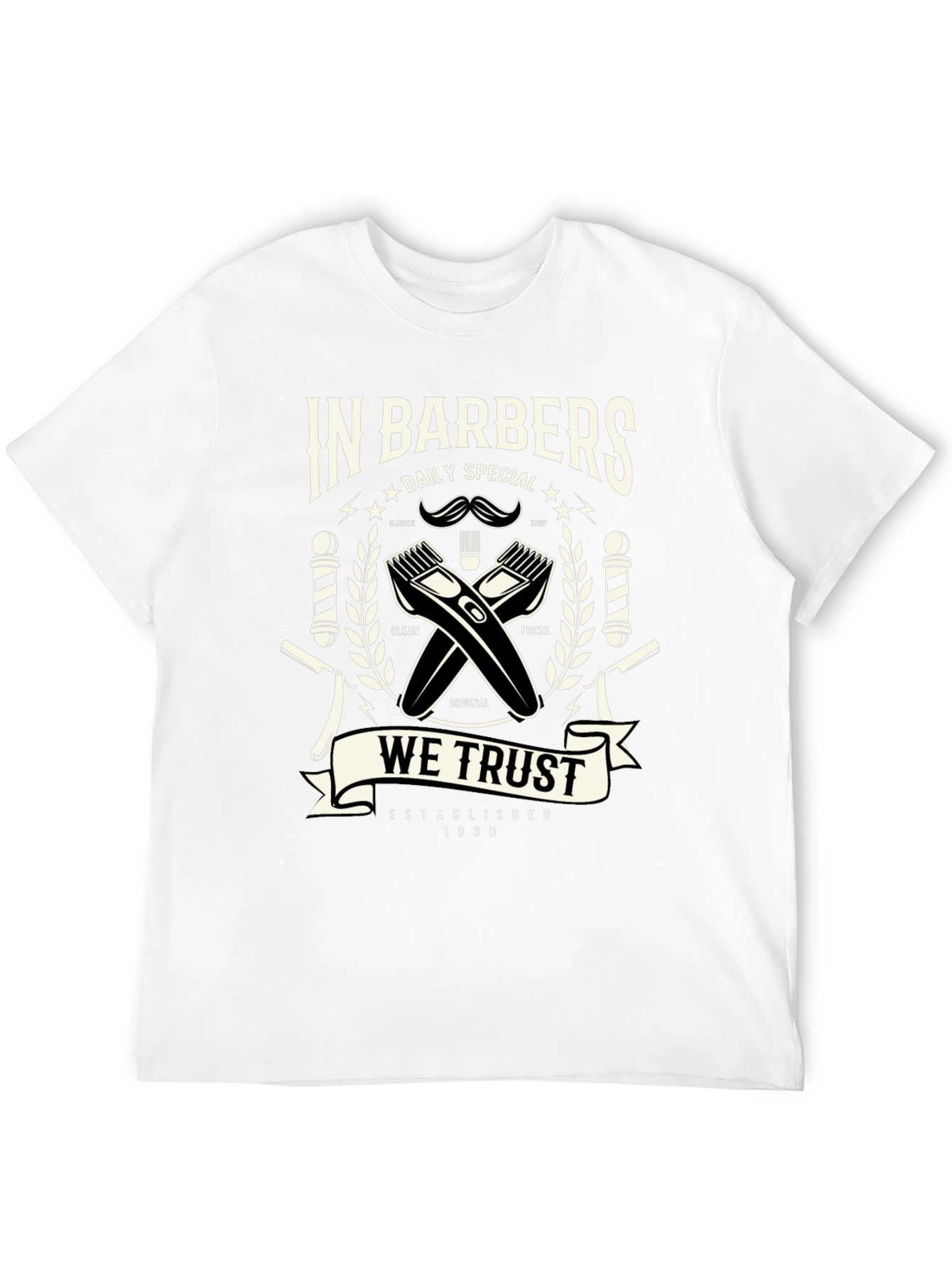 Black Vintage Barber Shop Graphic T-Shirt view 12