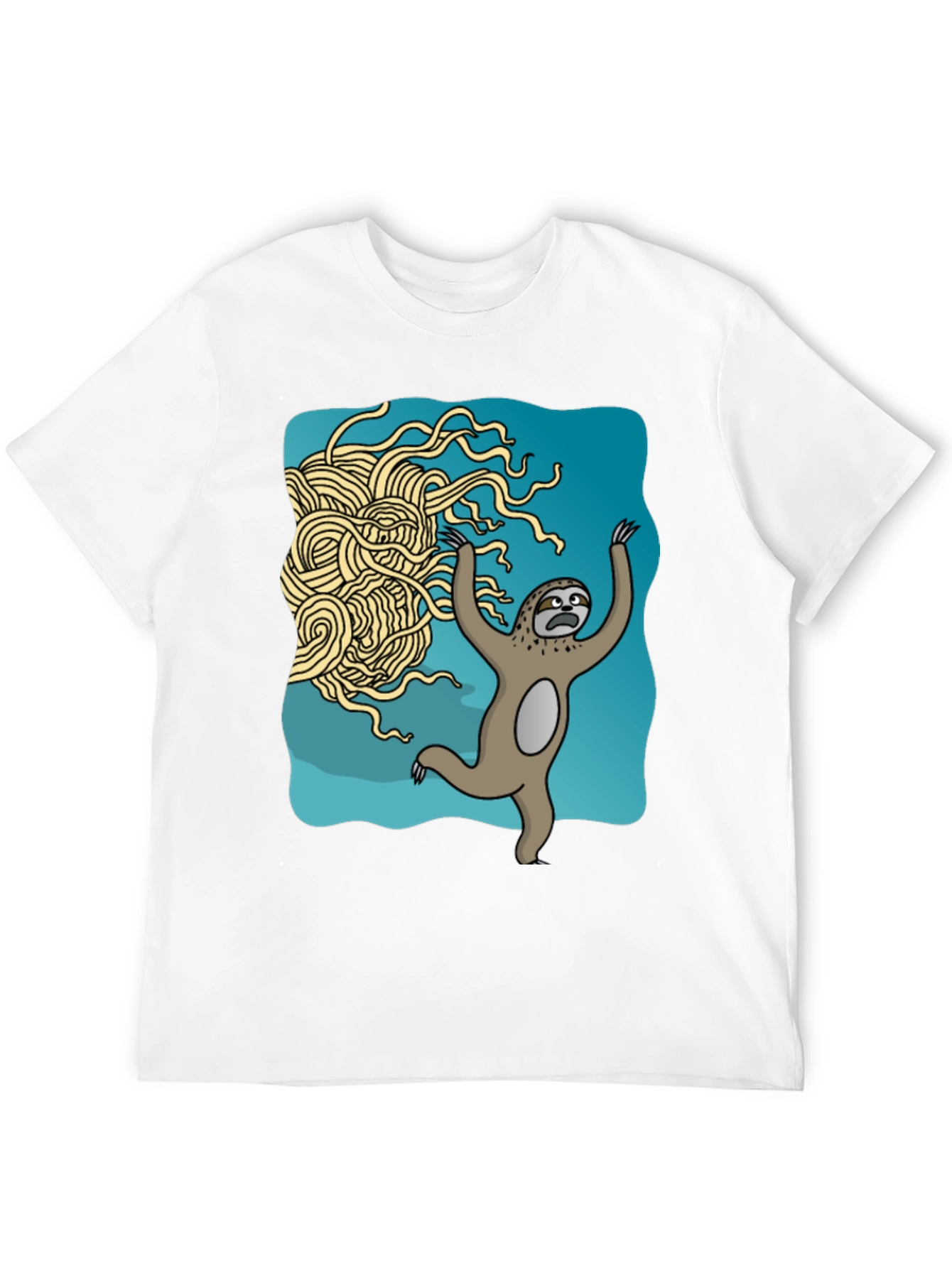 Black Sloth vs. Flying Spaghetti Monster Graphic T-Shirt view 12