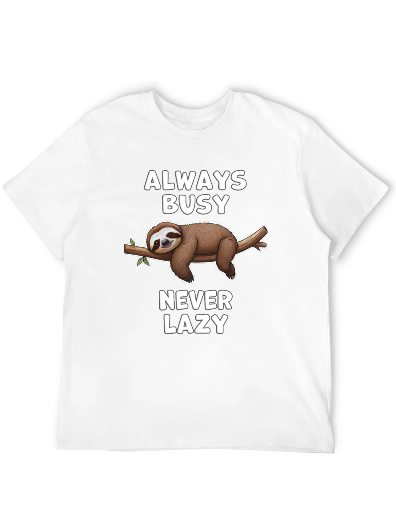Black Always Busy Never Lazy Sloth Graphic T-Shirt view 12