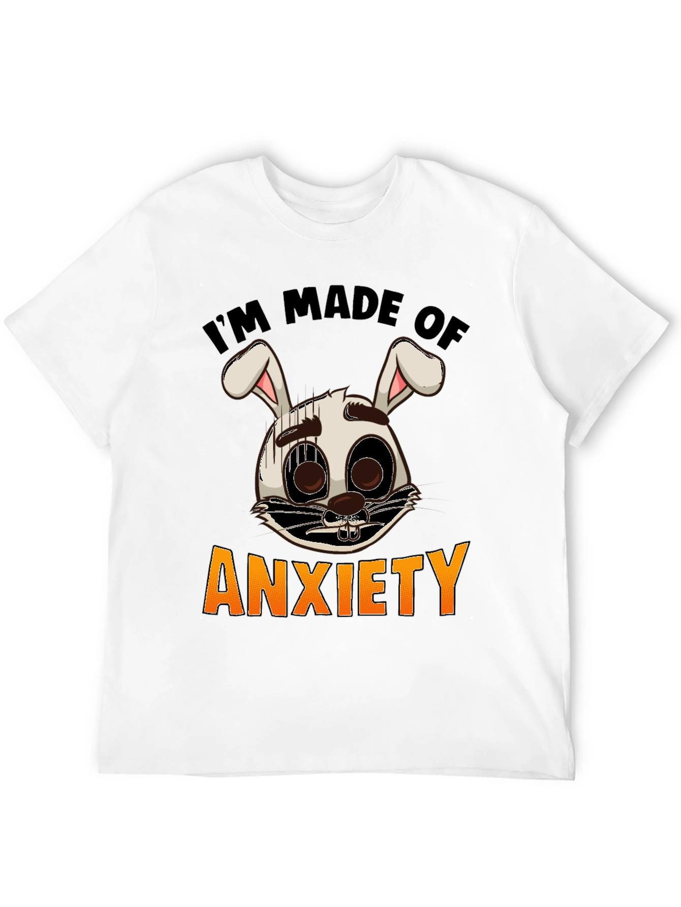 Black Anxiety Bunny Graphic Tee - I'm Made of Anxiety T-Shirt view 12