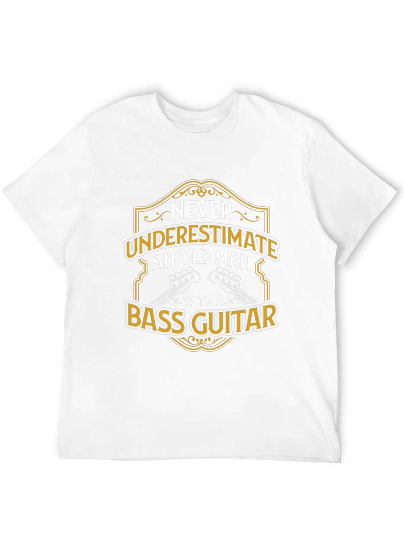 Black Old Man with Bass Guitar T-Shirt view 12