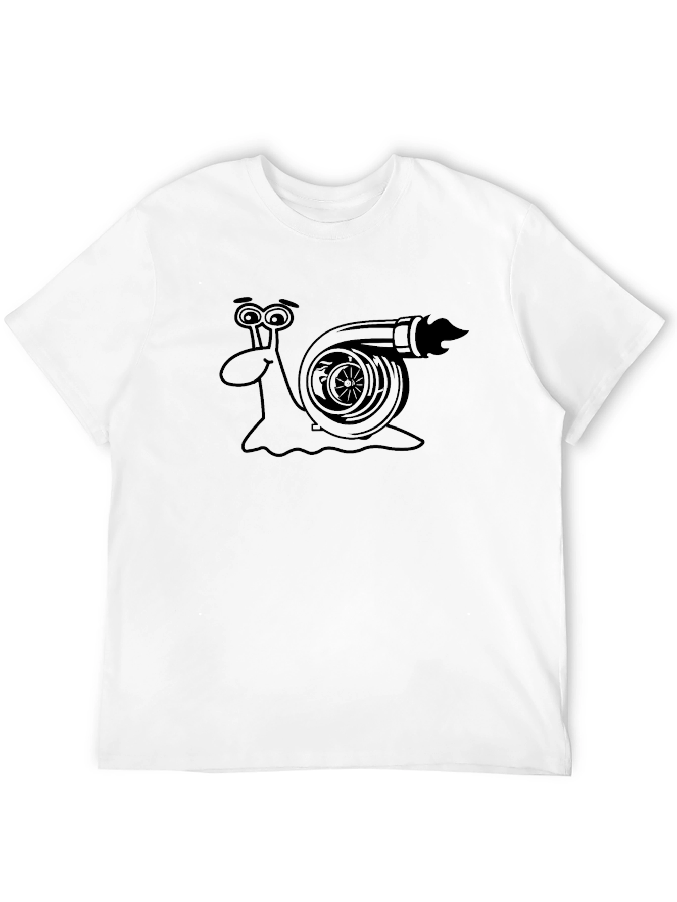 Black Turbo Snail Funny Graphic Tee - Black Cotton T-Shirt view 12