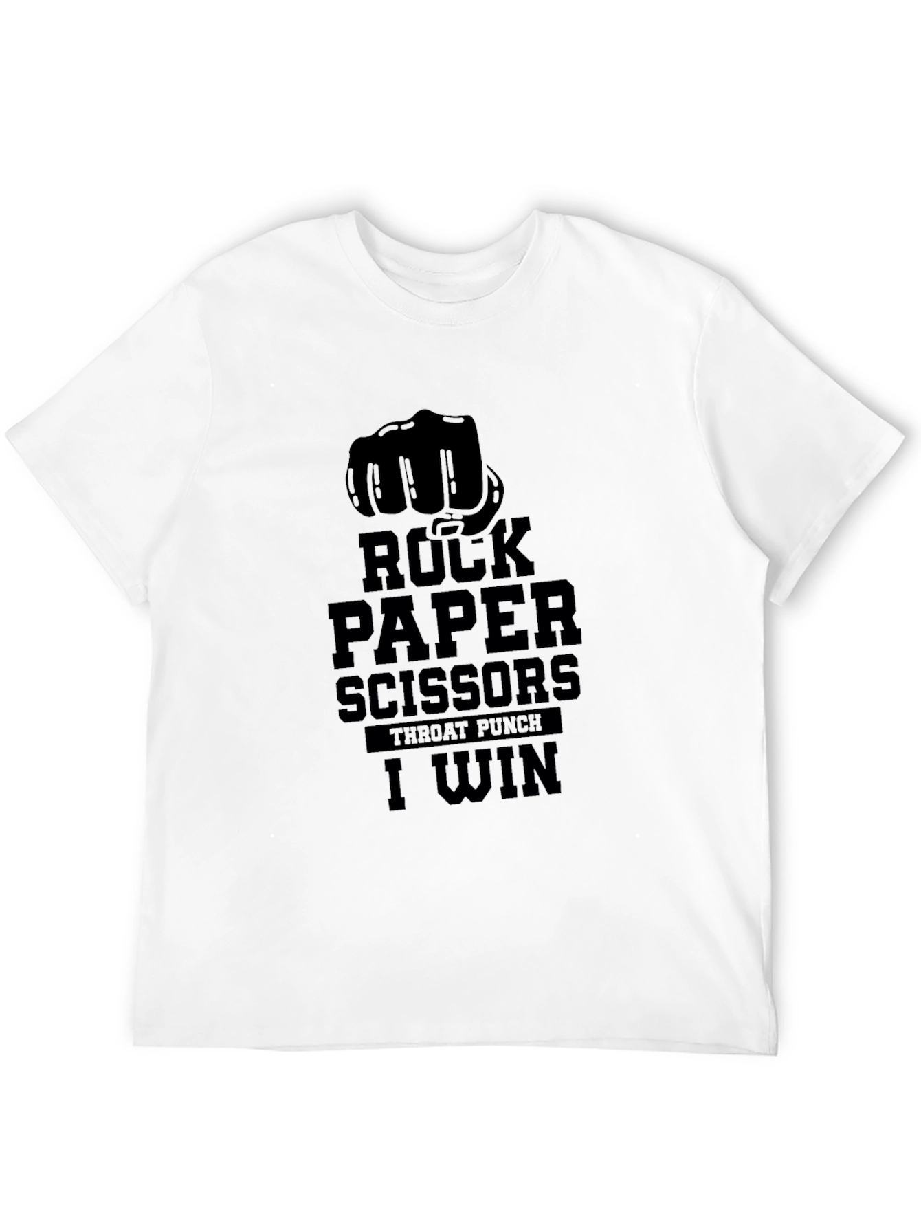 Black Rock Paper Scissors Throat Punch I Win T-Shirt view 12