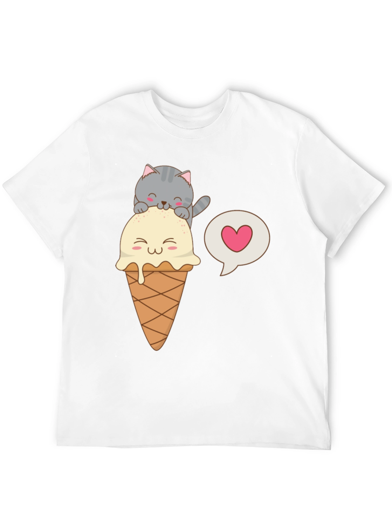 Black Cute Cat & Ice Cream Graphic Tee view 12