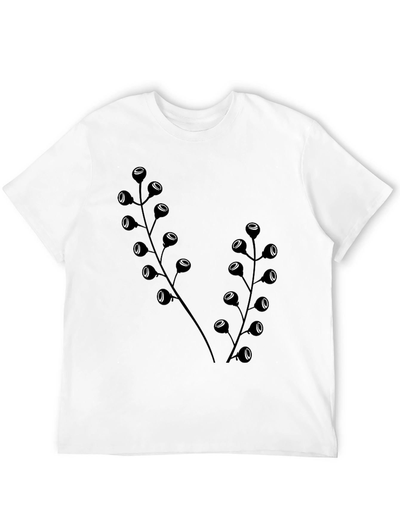 Black Botanical Black T-Shirt - Modern Plant Design view 12