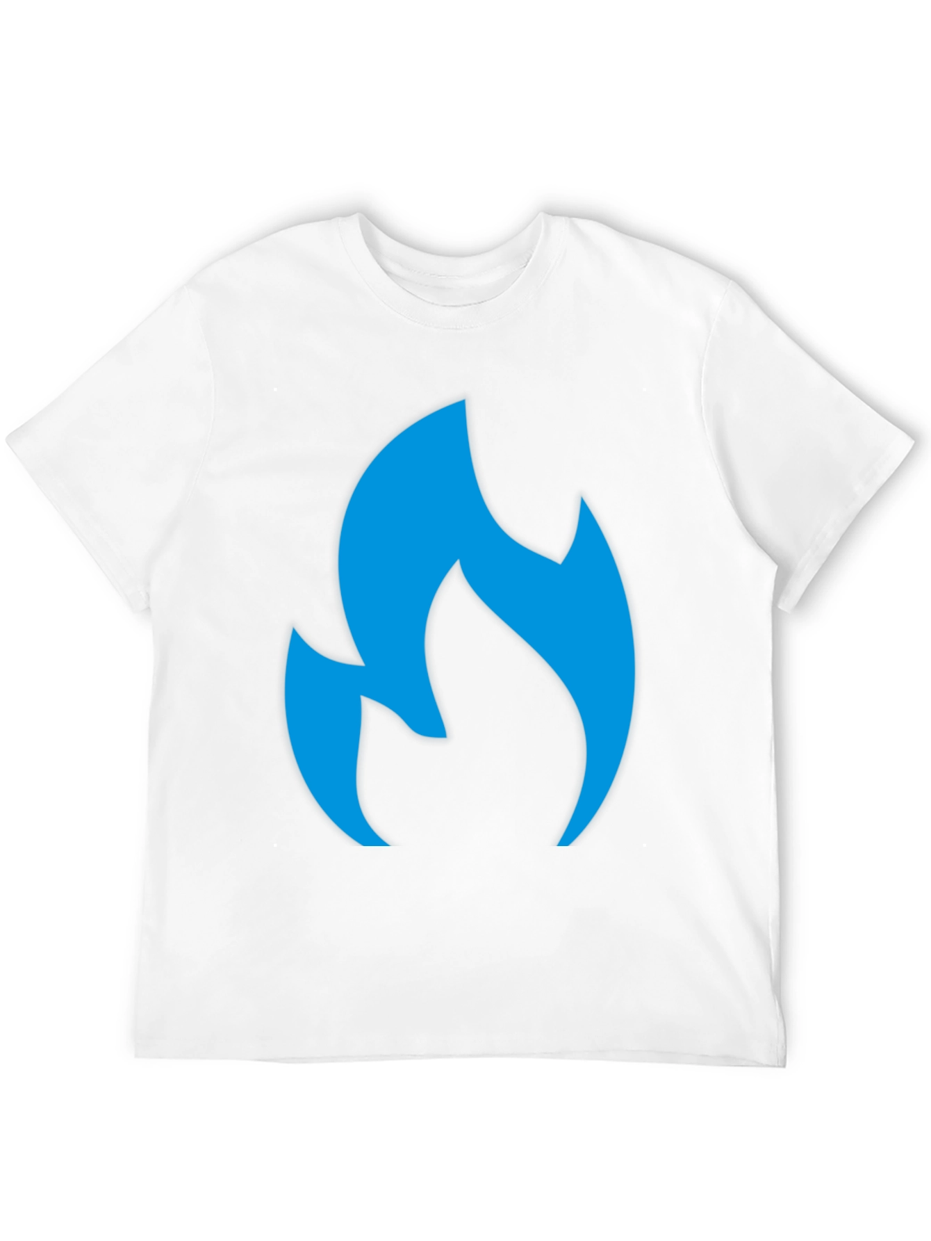 Black Men's Black T-Shirt with Blue Flame Graphic view 12
