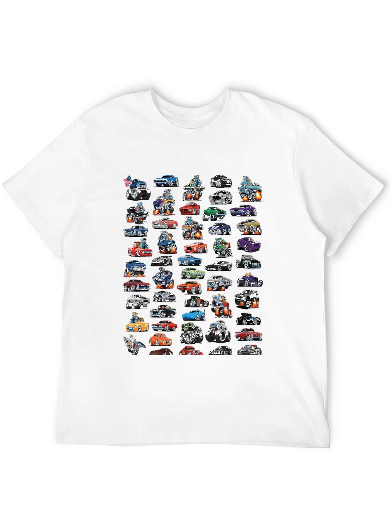 Black Cartoon Car T-Shirt - Black Cotton Tee view 12