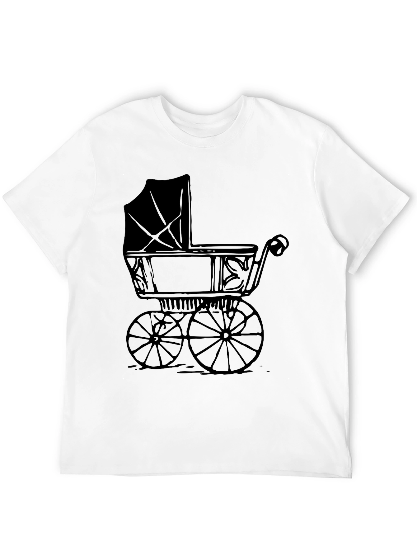 Black Vintage Baby Carriage Graphic Tee - Soft Black T-Shirt view 12