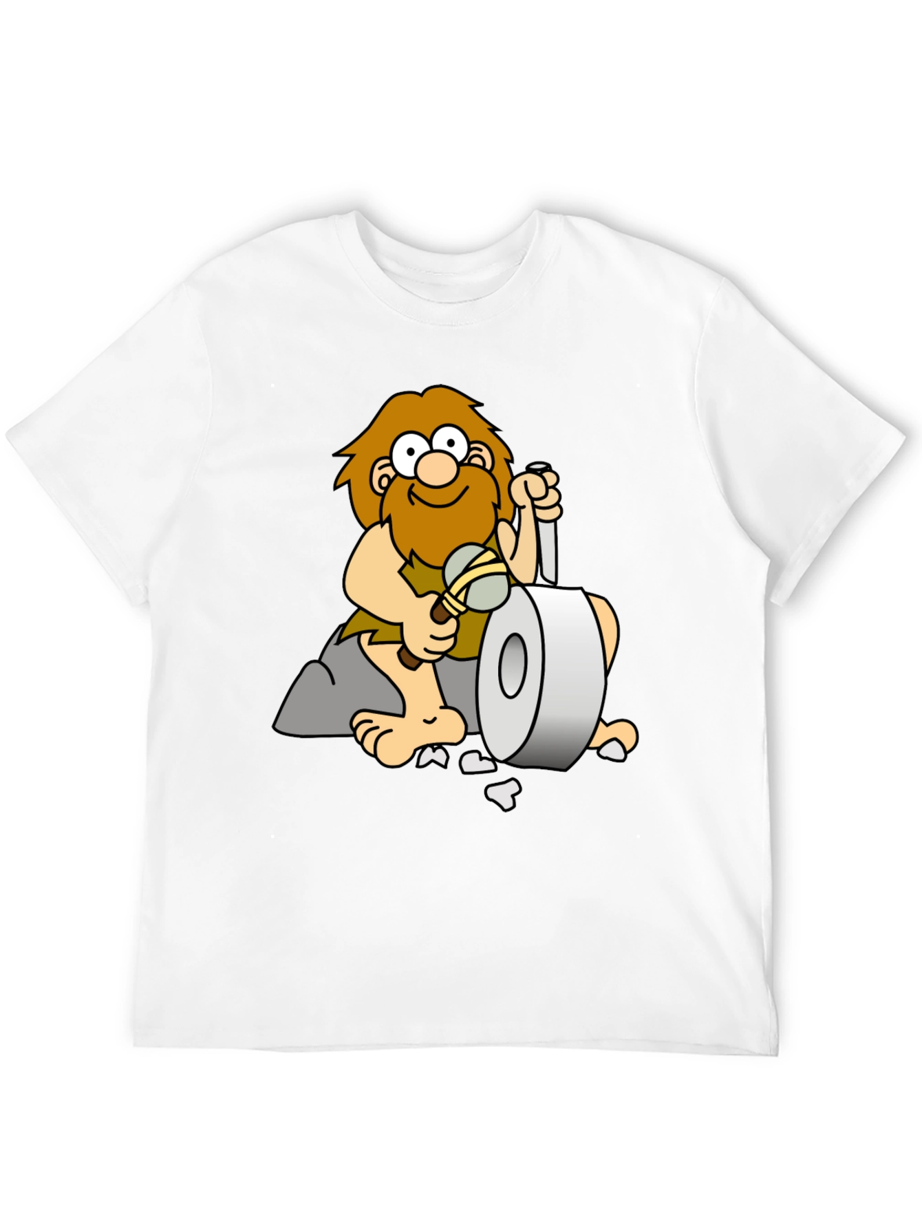 Black Funny Caveman Toilet Paper T-Shirt view 12
