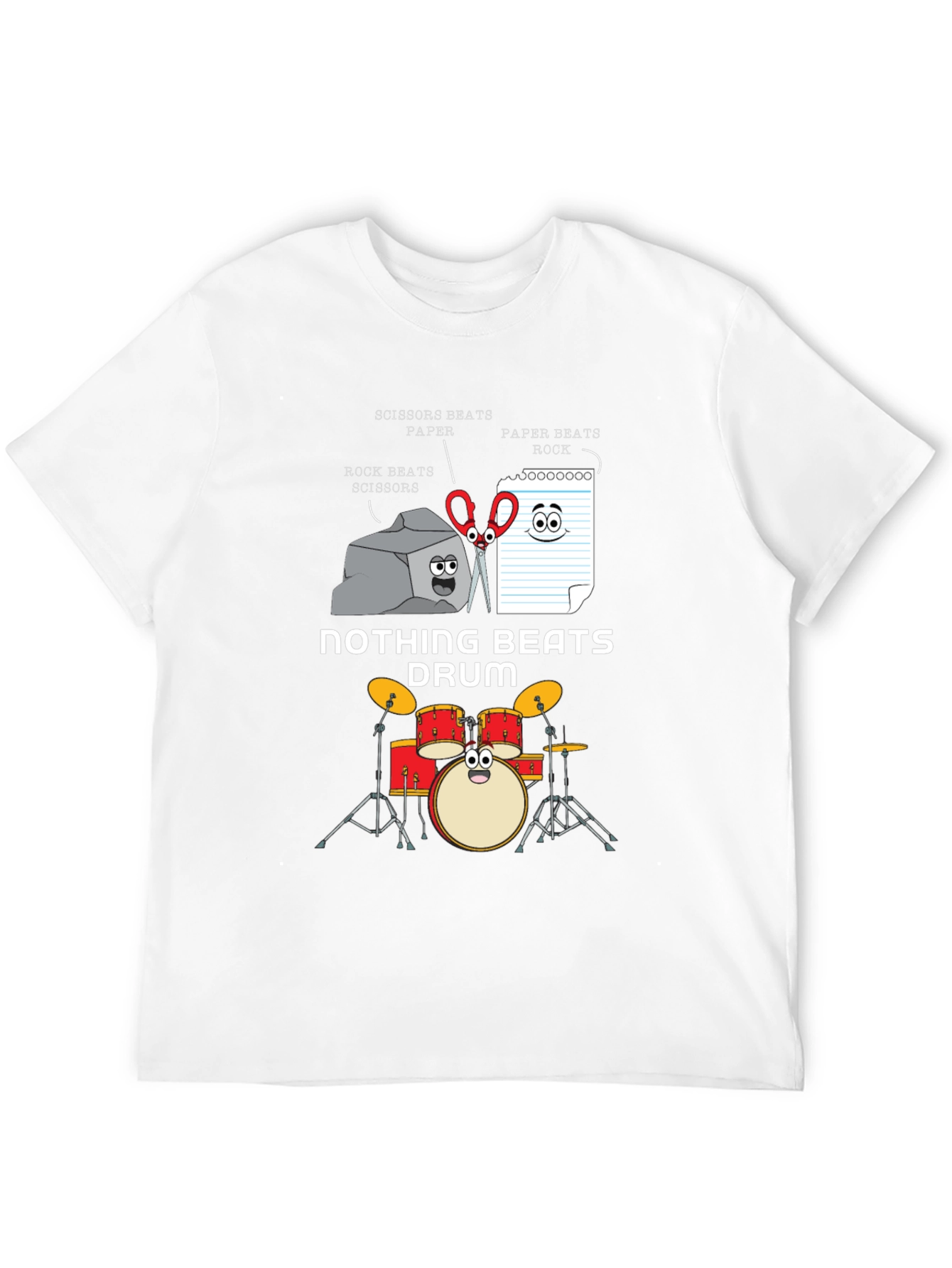 Black Rock Paper Scissors Drum Funny T-Shirt view 12