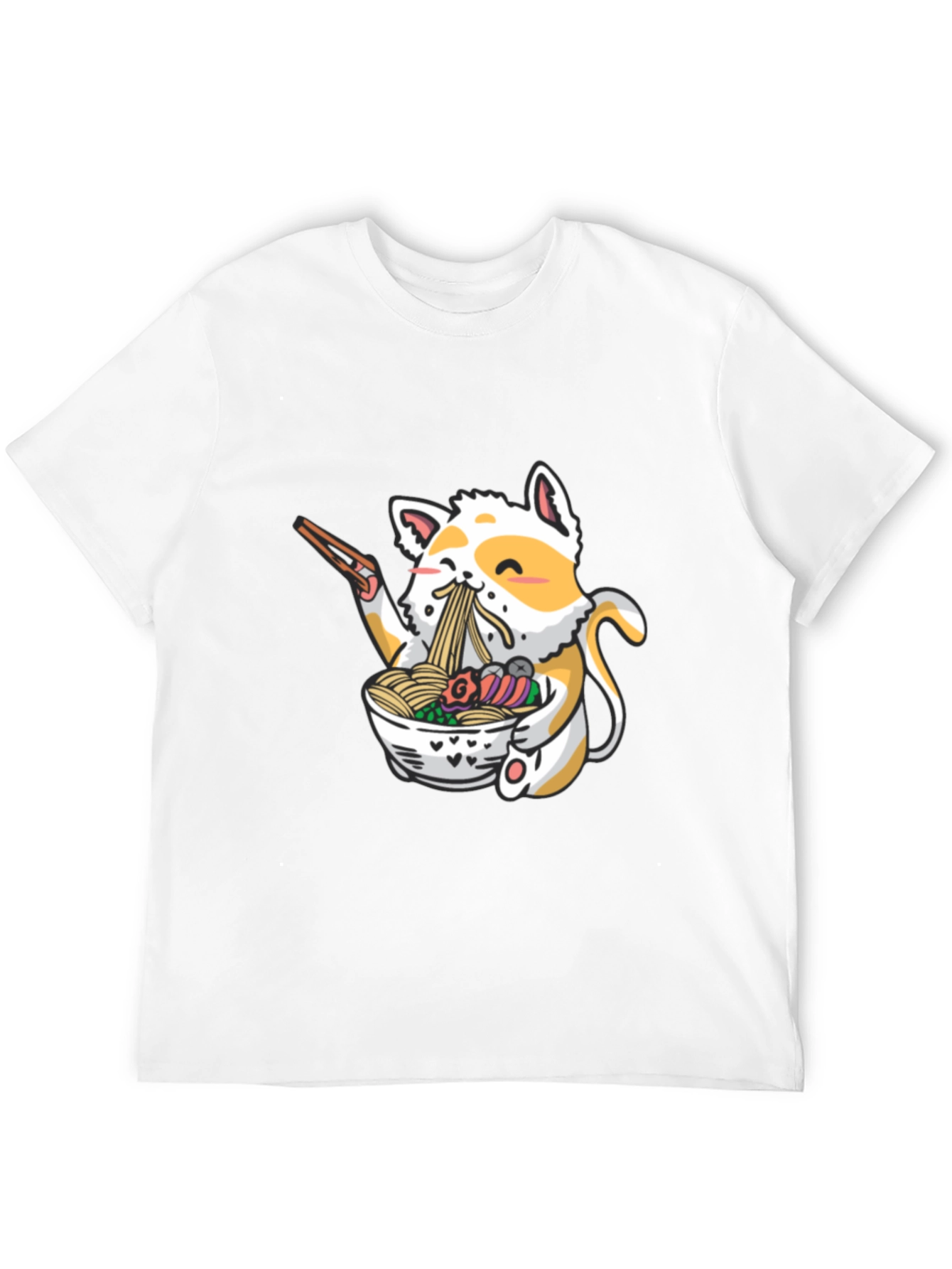 Black Ramen Cat Graphic T-Shirt - Black Cotton Blend view 12