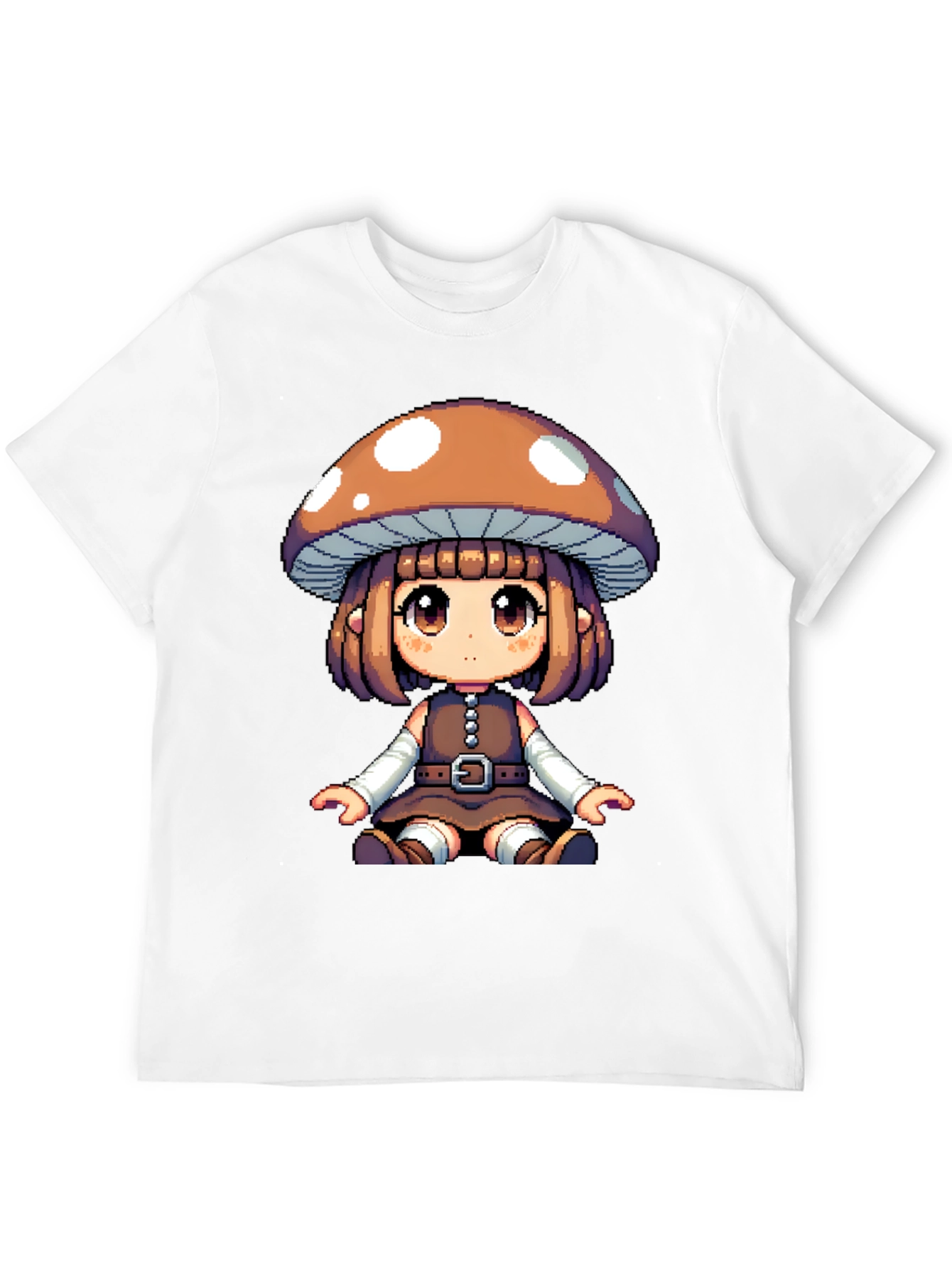 Black Mushroom Girl Pixel Art T-Shirt view 12