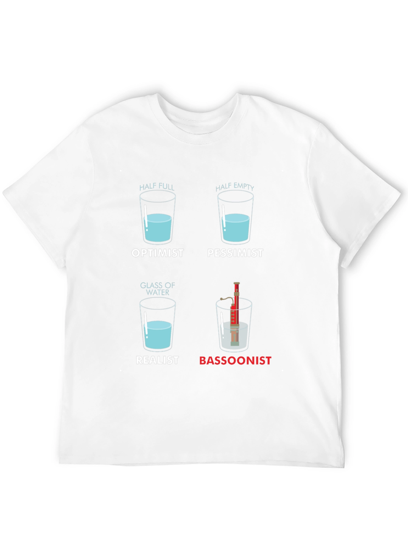 Black Bassoonist T-Shirt - Half Full Glass Humor view 12