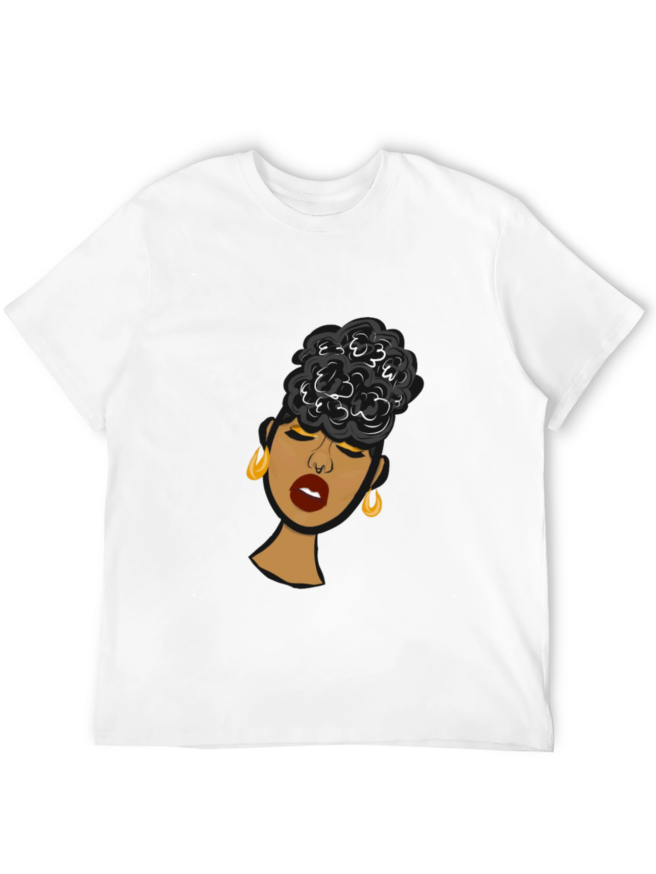 Black Black Woman Graphic Tee - Stylish Afro Puff Design view 12