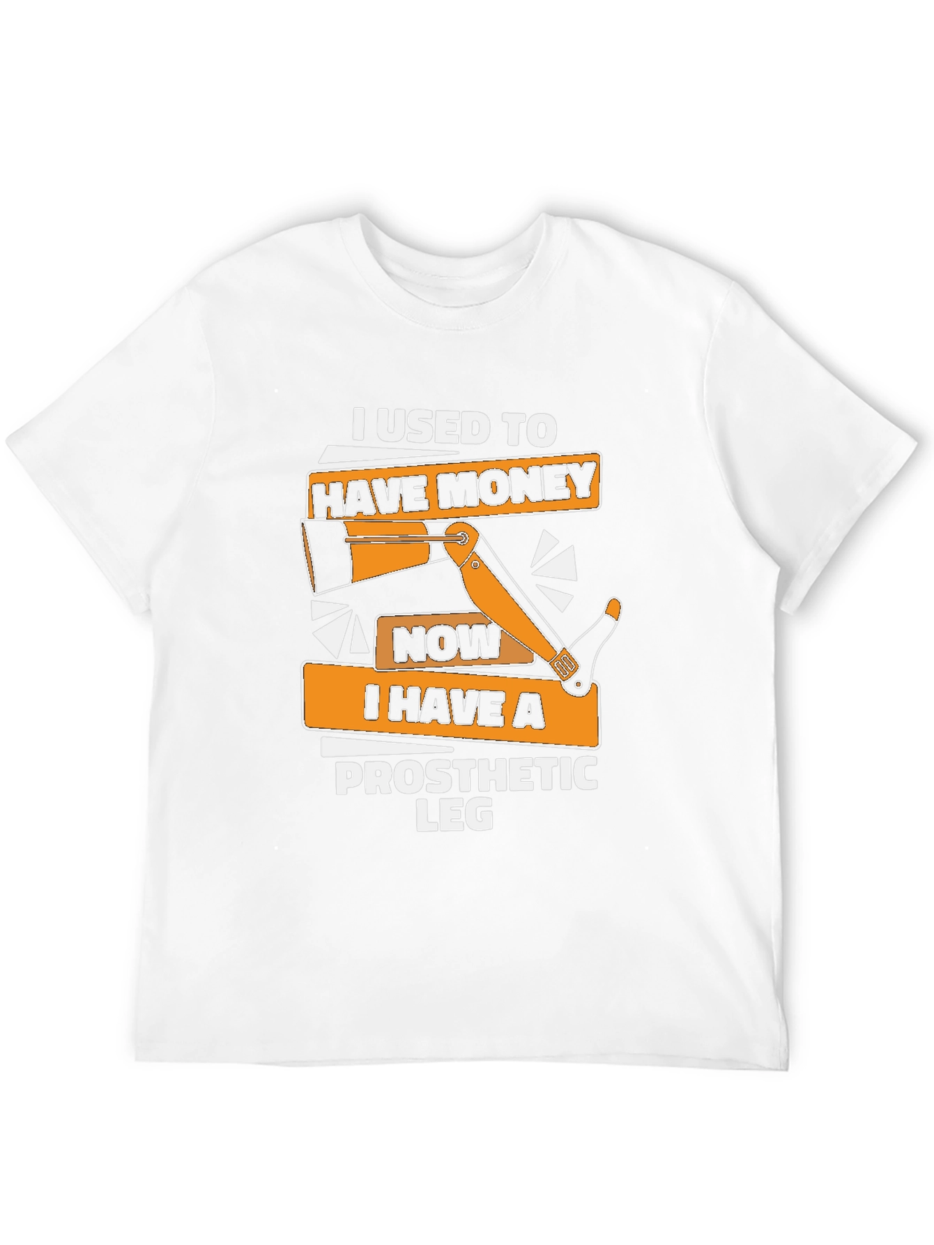 Black Funny Prosthetic Leg T-Shirt: "I Used to Have Money" view 12