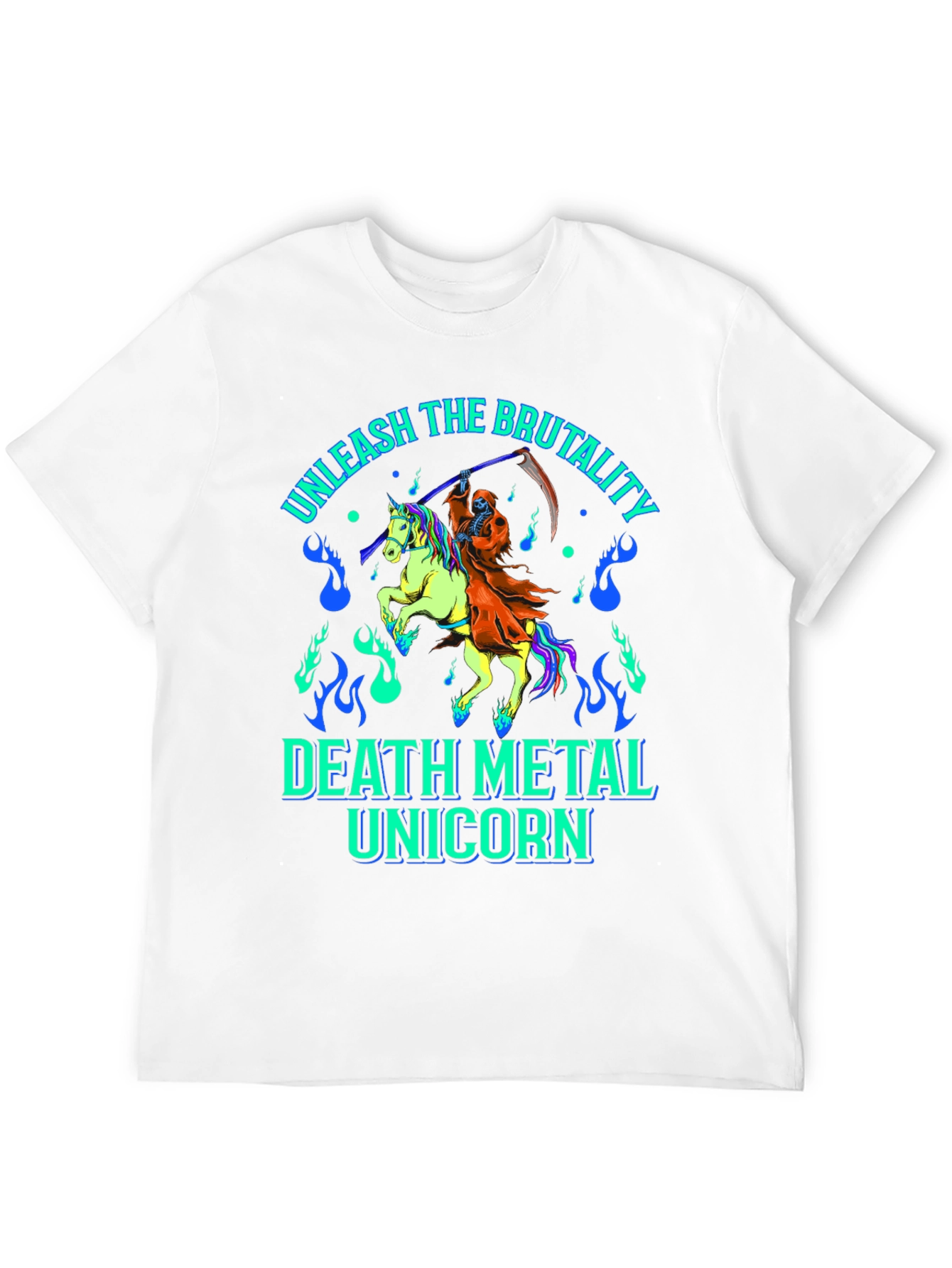 Black Unleash The Brutality Death Metal Unicorn Graphic Tee view 12