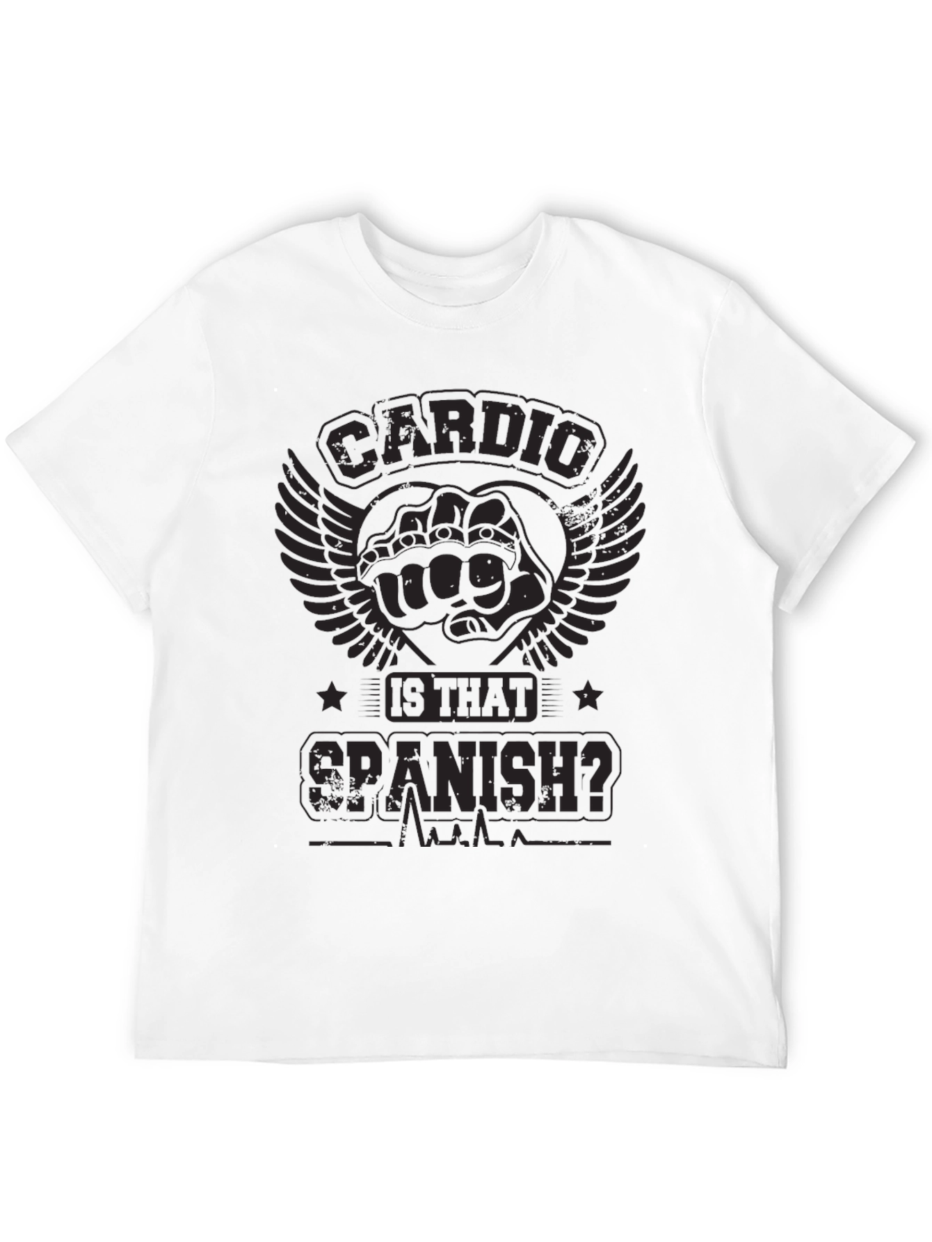 Black Cardio Is That Spanish? T-Shirt Funny Gym Workout view 12
