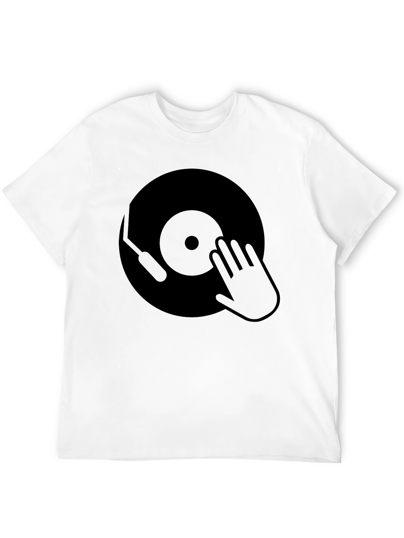 Black DJ Vinyl Record Graphic Tee - Black Cotton T-Shirt view 12