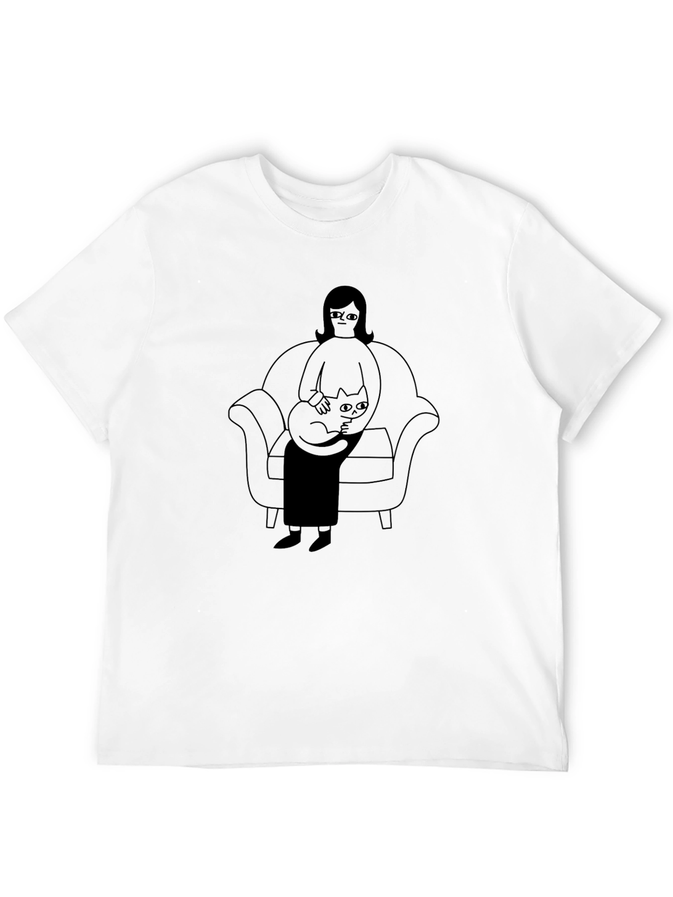 Black Casual Black T-Shirt with Cat Lady Graphic view 12