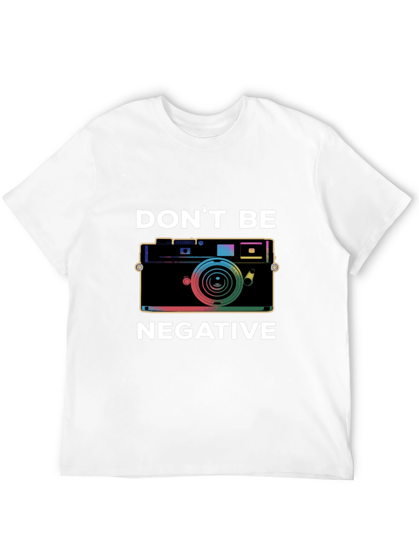Black Don't Be Negative Camera Graphic T-Shirt view 12