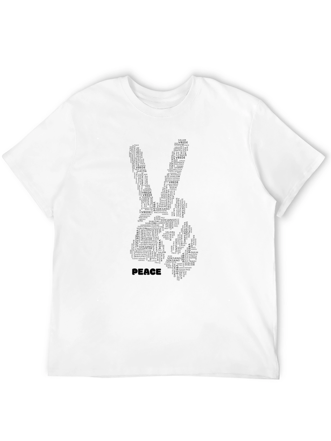 Black Peace Sign Word Art T-Shirt - Black view 12