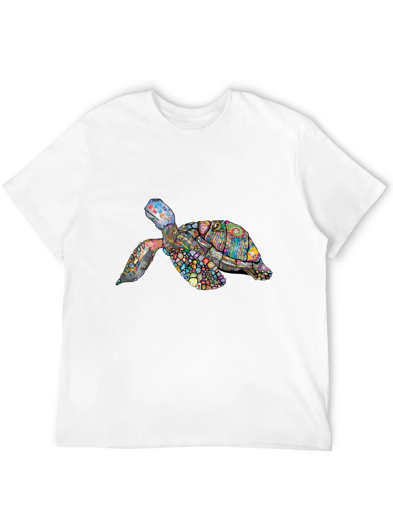 Black Vibrant Turtle Graphic Tee - Black Cotton T-Shirt view 12