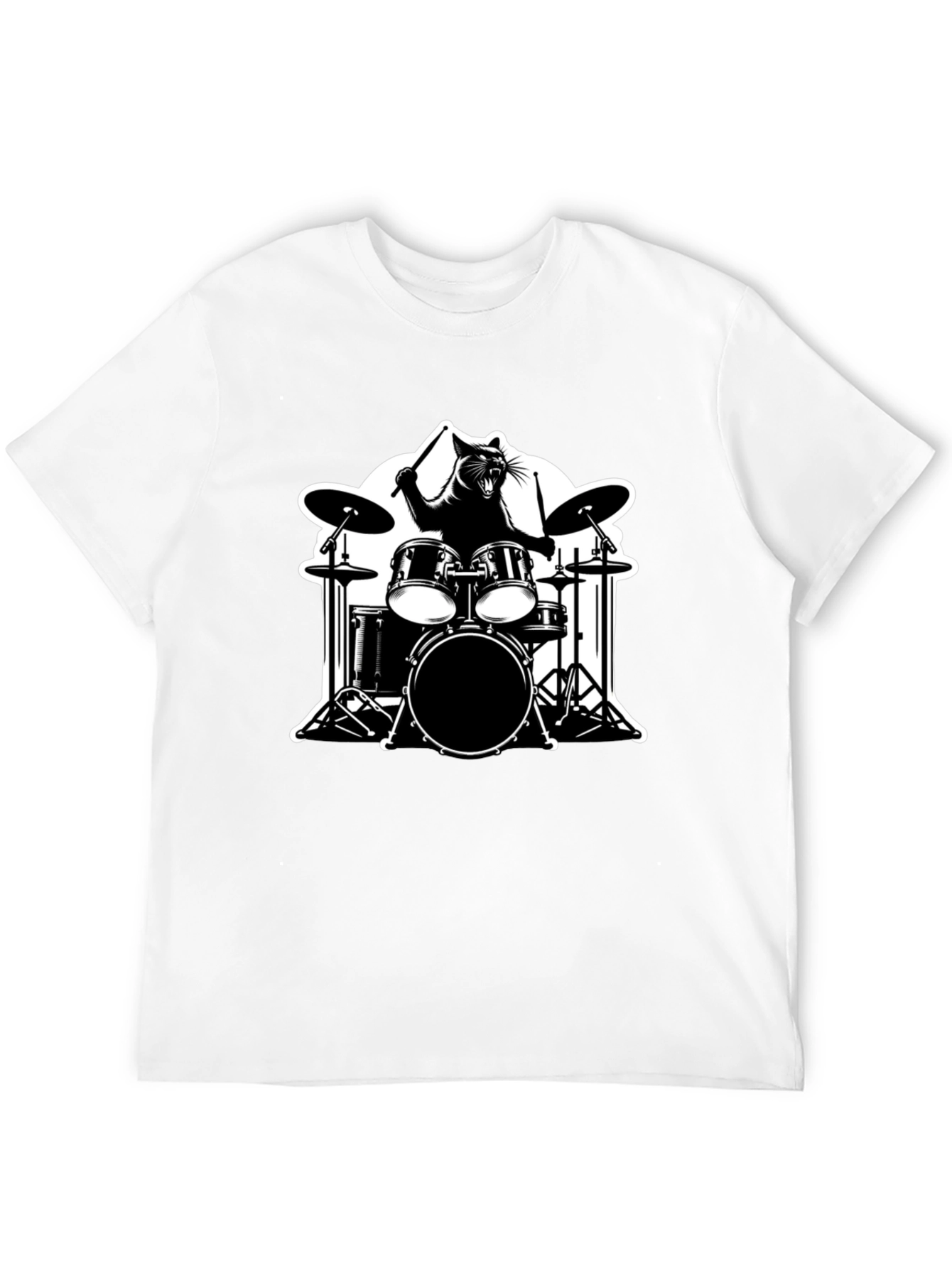 Black Cat Drummer Graphic T-Shirt view 12