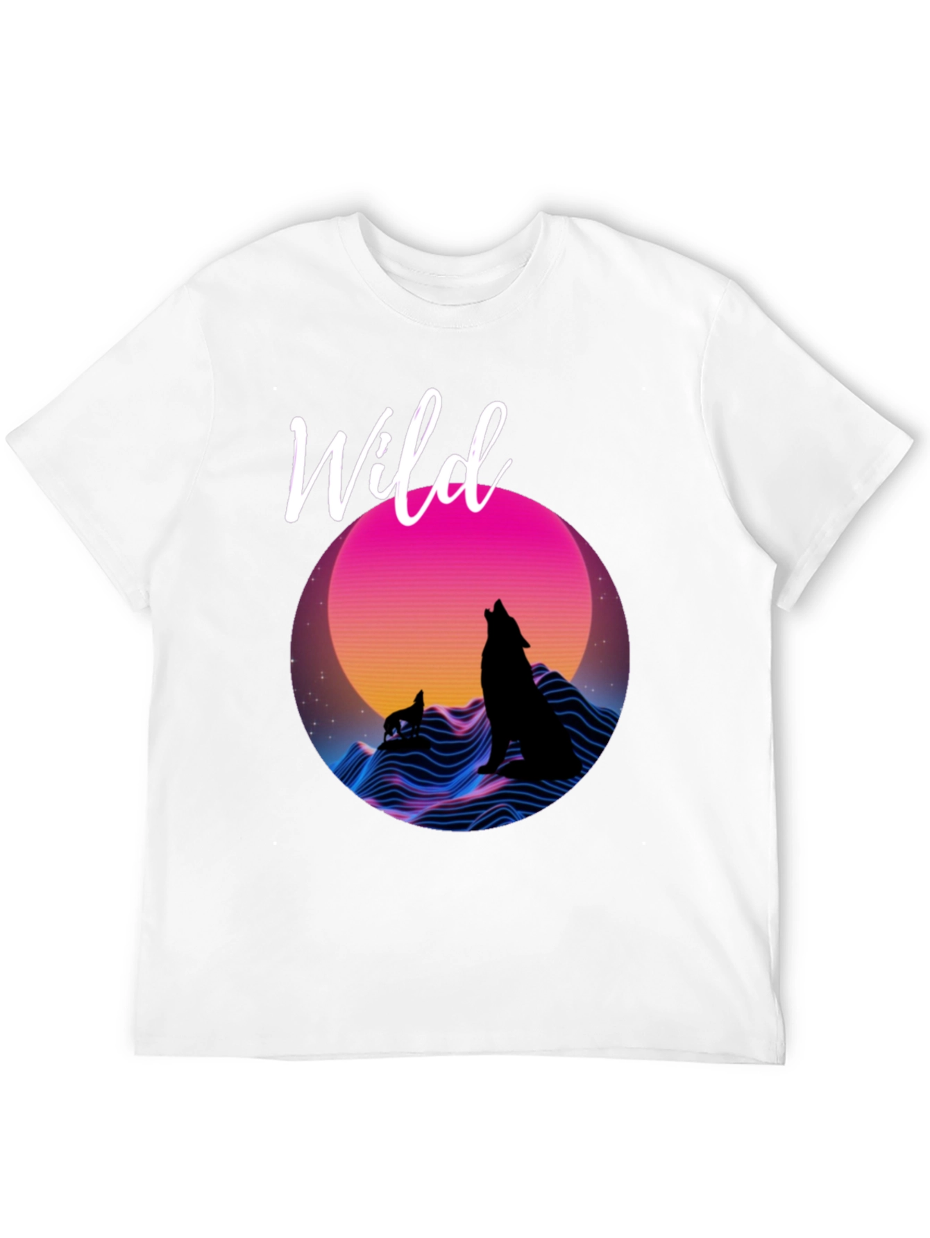 Black Wild Graphic T-Shirt - Retro Wolf Design view 12