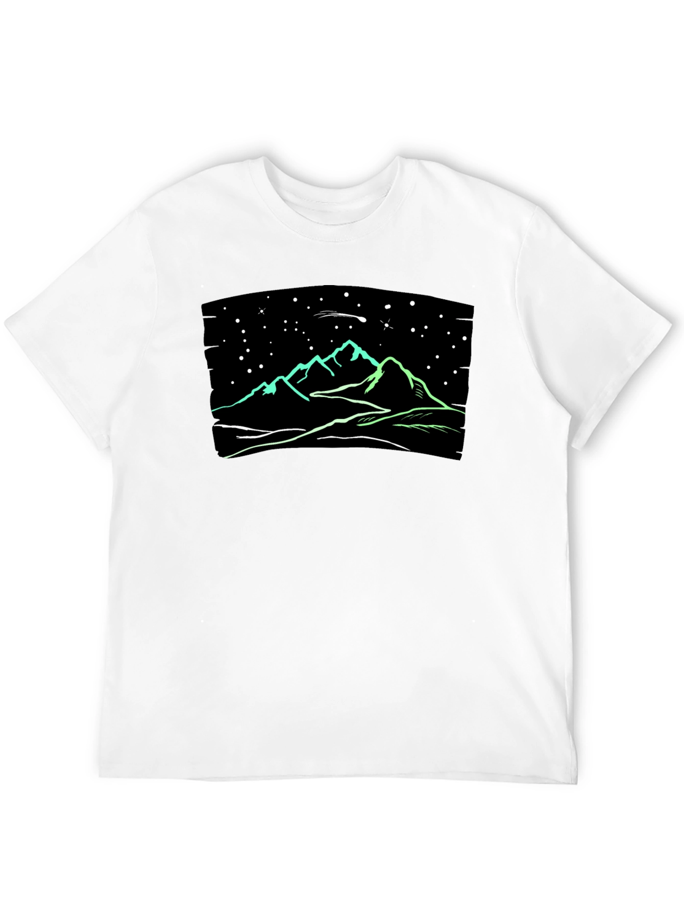 Black Night Sky Mountain T-Shirt - Glow in the Dark view 12