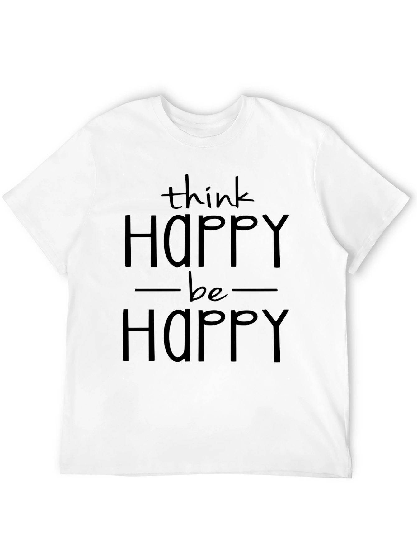 Black Think Happy, Be Happy Graphic T-Shirt view 12
