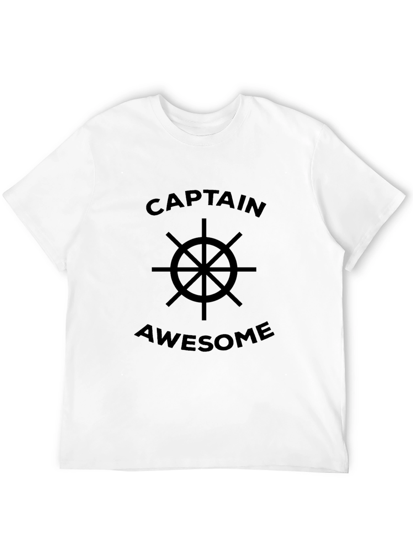 Black Captain Awesome T-Shirt - Nautical Wheel Design view 12