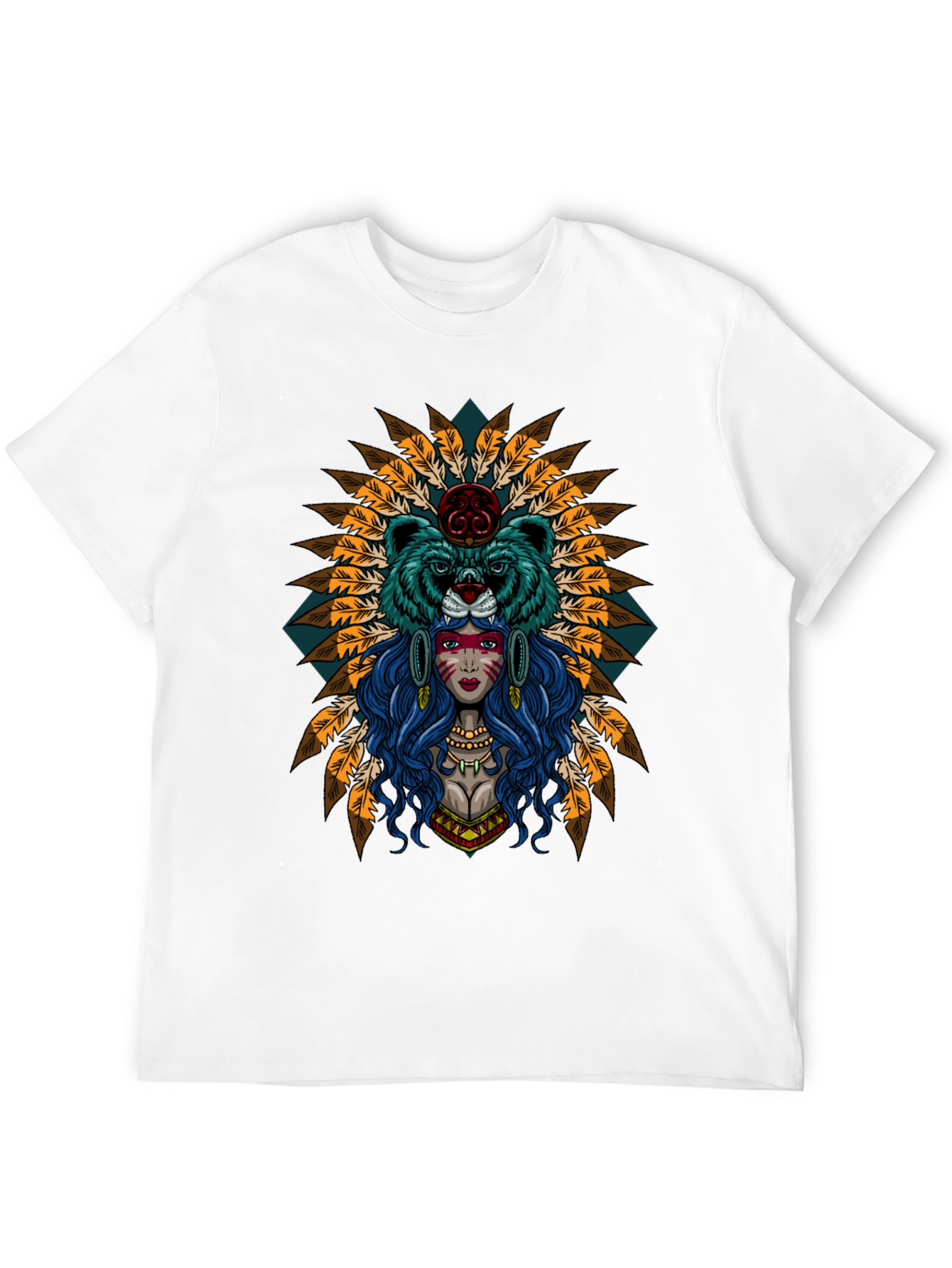 Black Native American Bear Spirit T-Shirt view 12