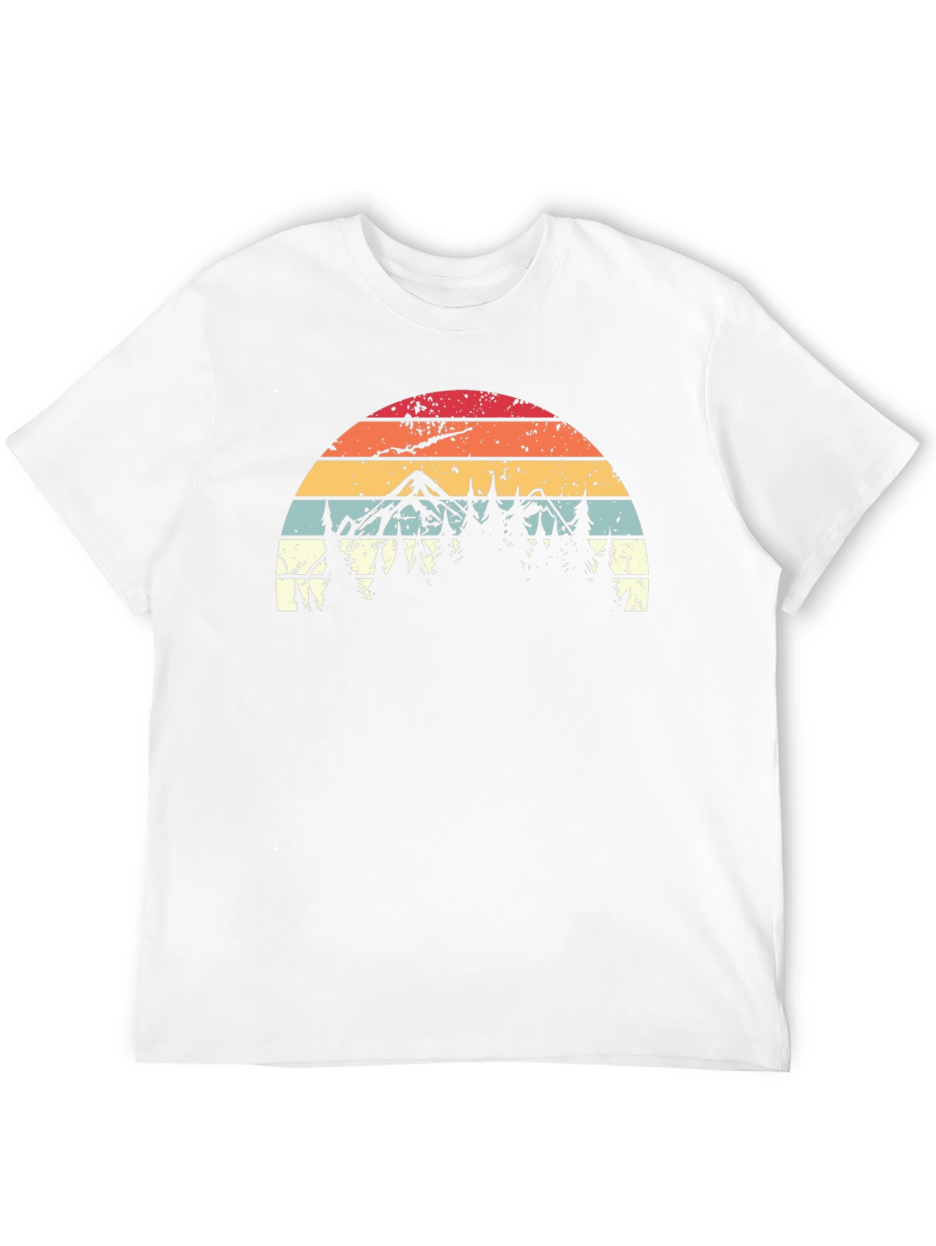 Black Retro Mountain Forest T-Shirt view 12