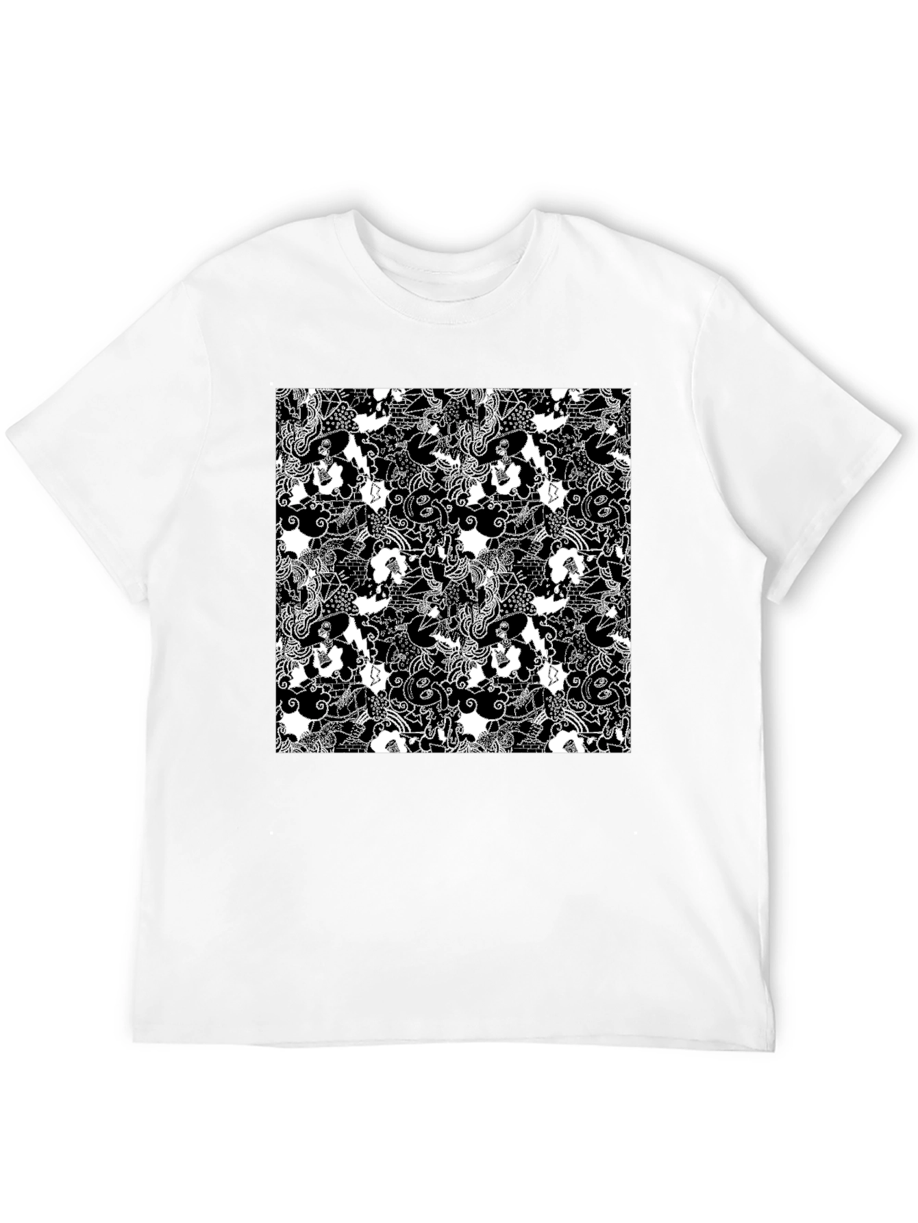 Black Monochrome Patterned T-Shirt view 12