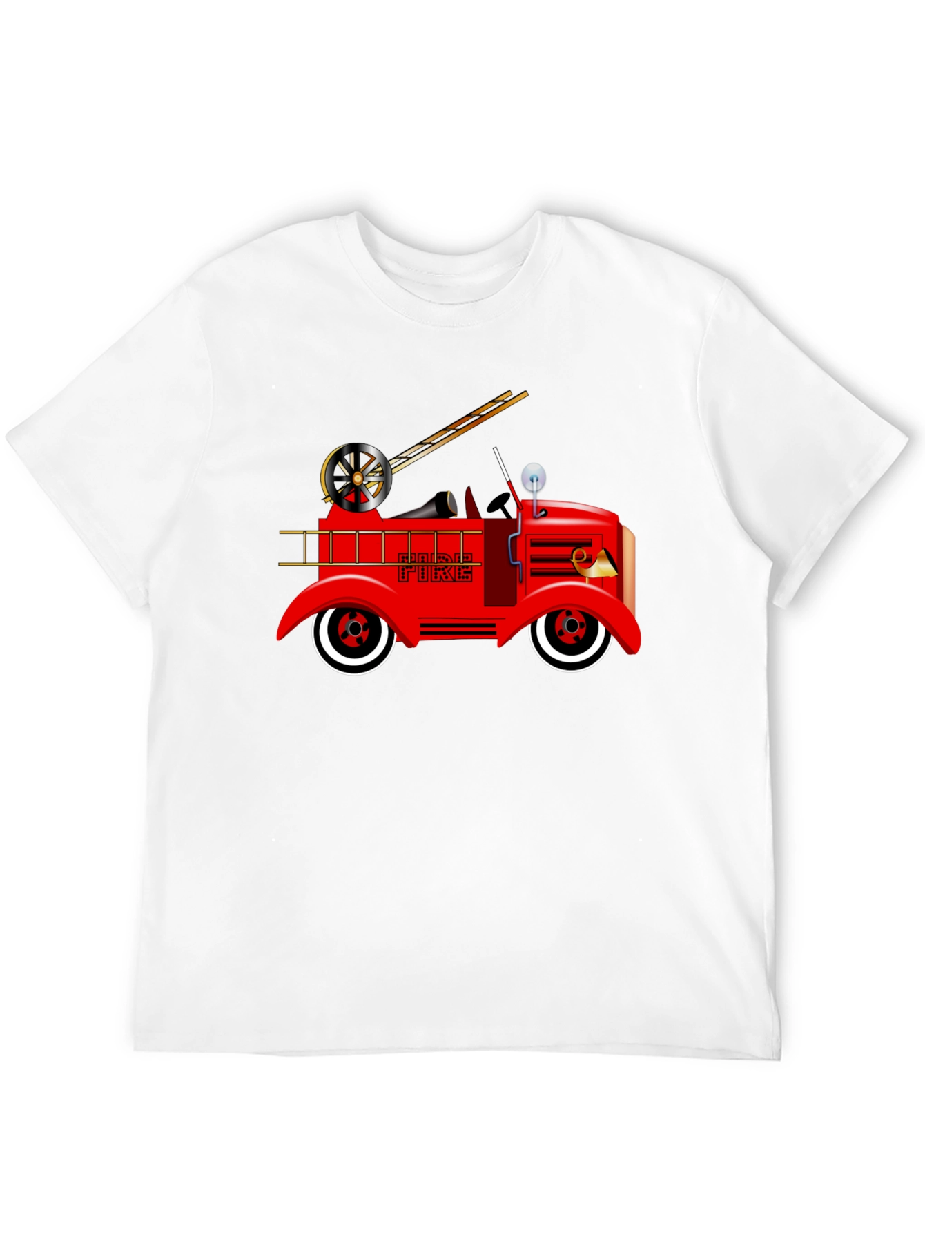 Black Vintage Fire Truck Graphic T-Shirt view 12