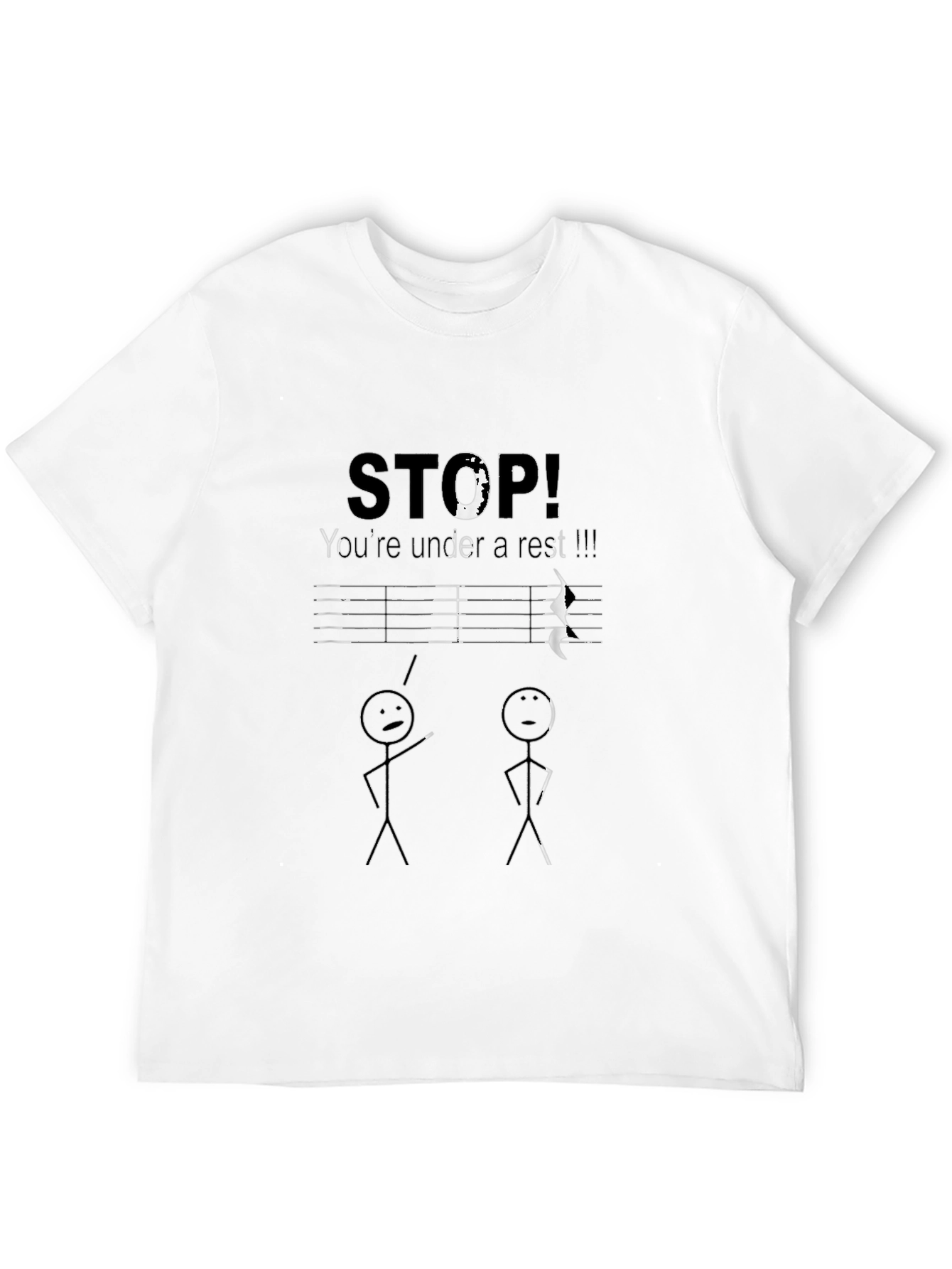 Black Funny Music Pun T-Shirt - You're Under A Rest! view 12