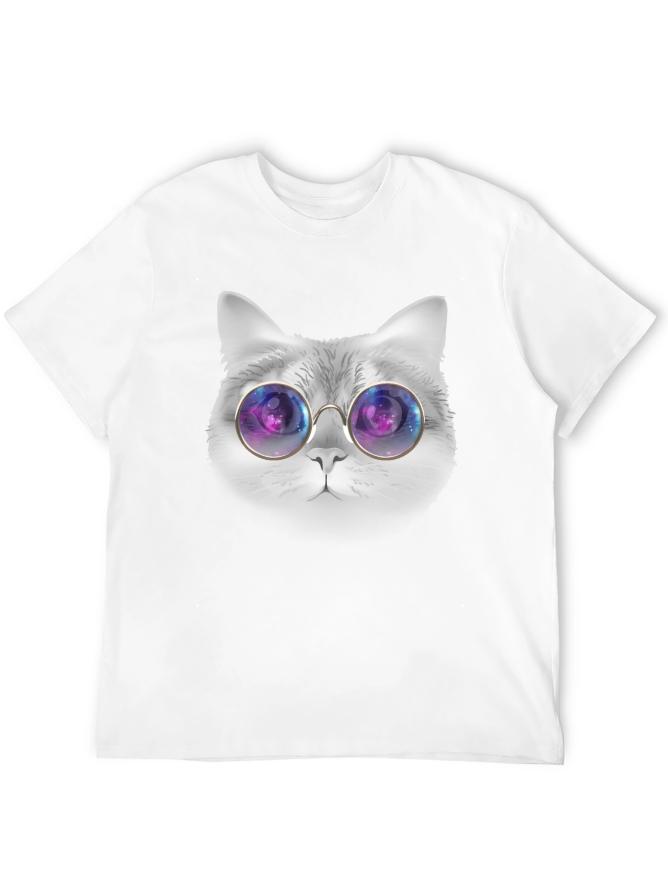 Black Cat with Galaxy Glasses T-Shirt view 12