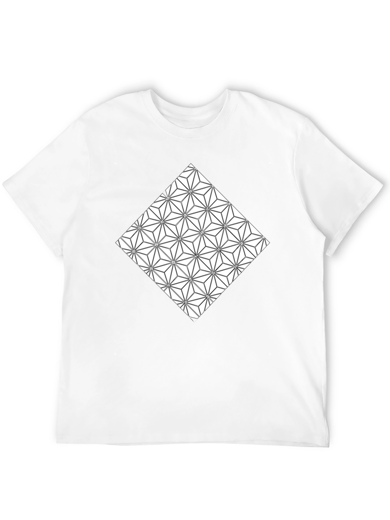 Black Geometric Triangle Pattern Black T-Shirt view 12