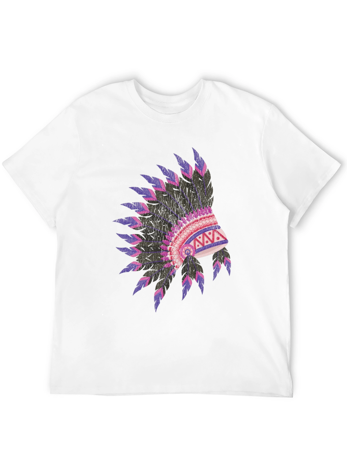 Black Native American Headdress Graphic Black T-Shirt view 12
