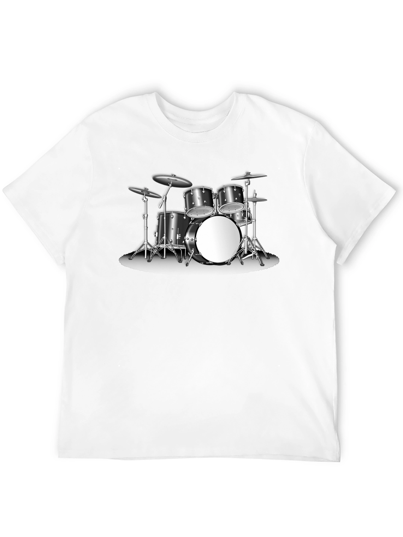 Black Drum Kit Graphic Tee - Music Lover's Black T-Shirt view 12