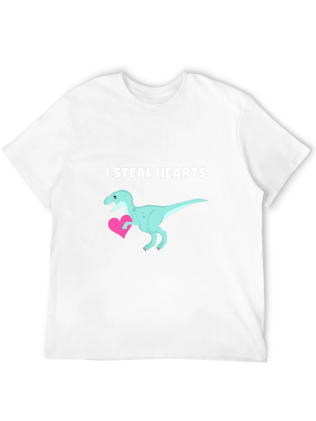 Black I Steal Hearts Dinosaur Valentine's Day T-Shirt view 12
