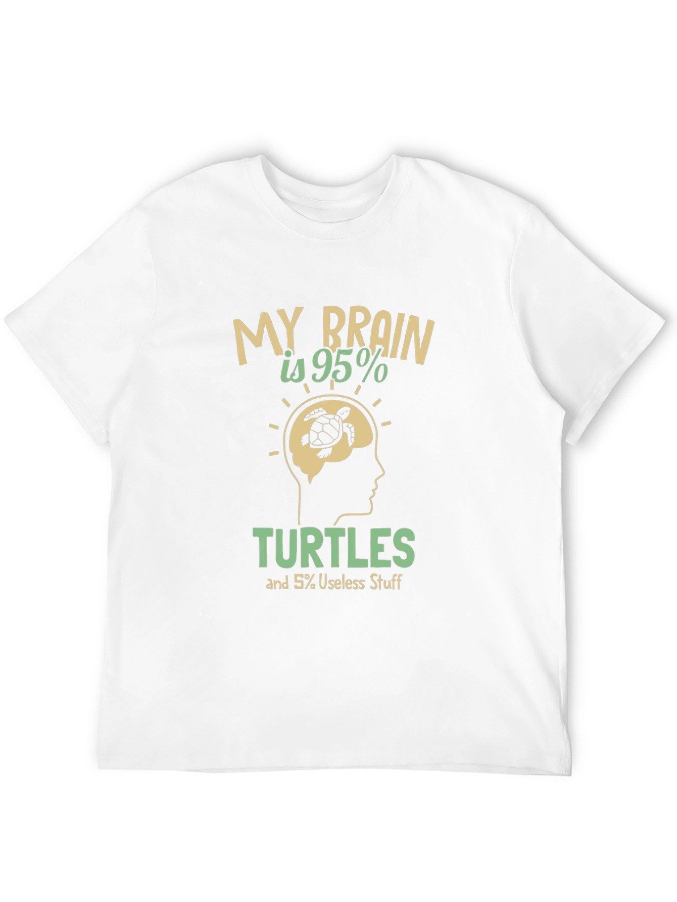 Black Funny Turtle Brain T-Shirt - 95% Turtles, 5% Useless Stuff view 12
