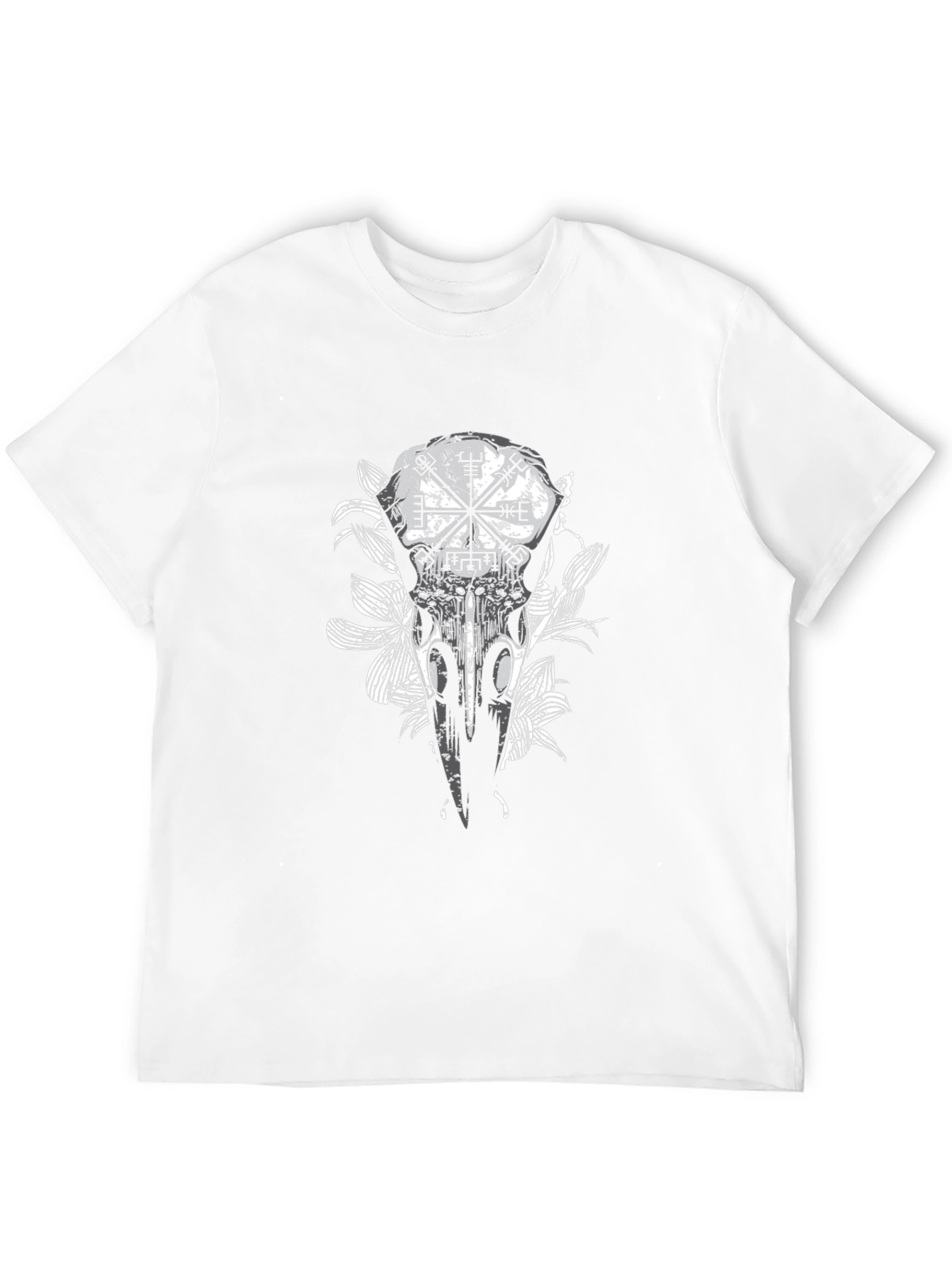 Black Raven Skull & Vegvisir Black Graphic Tee view 12