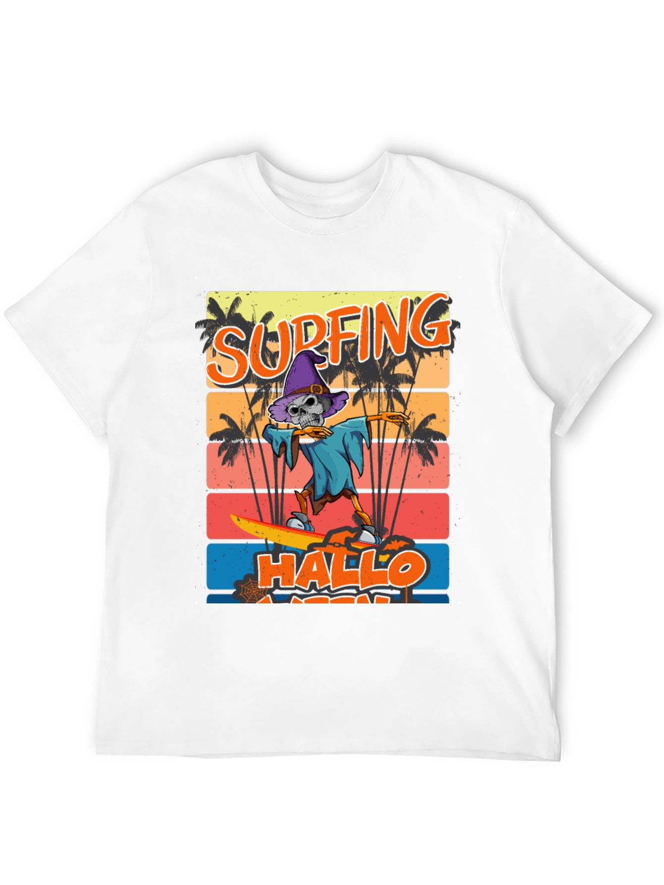 Black Surfing Hallo-ween Skeleton T-Shirt view 12