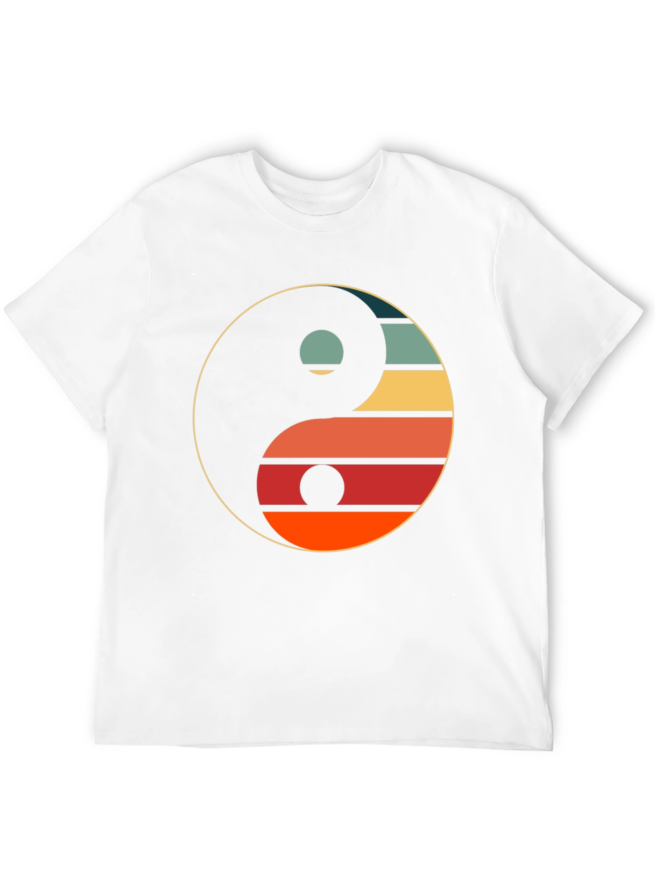 Black Yin Yang Retro Graphic Tee - Unisex Black T-Shirt view 12