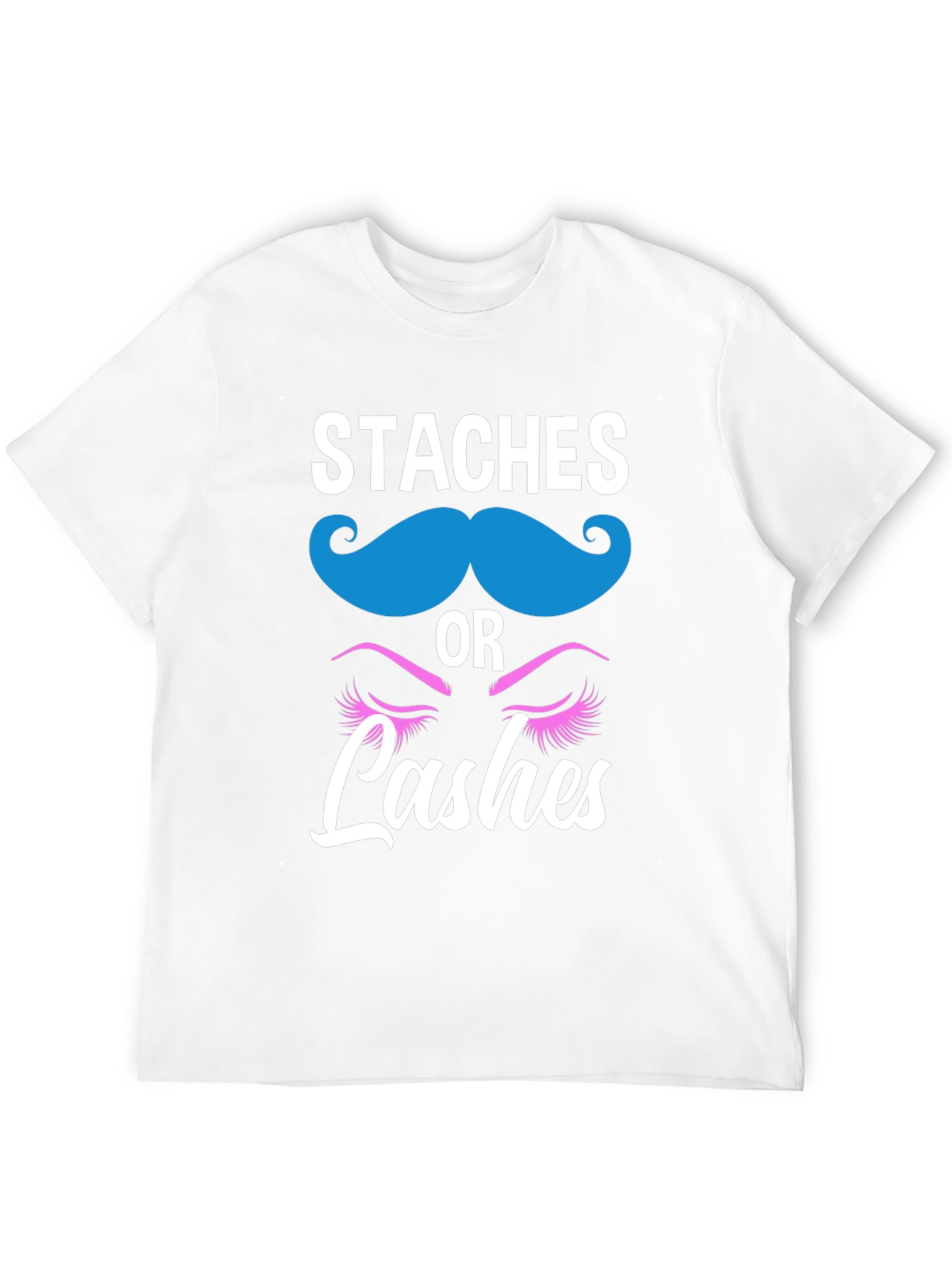 Black Staches or Lashes Gender Reveal T-Shirt view 12