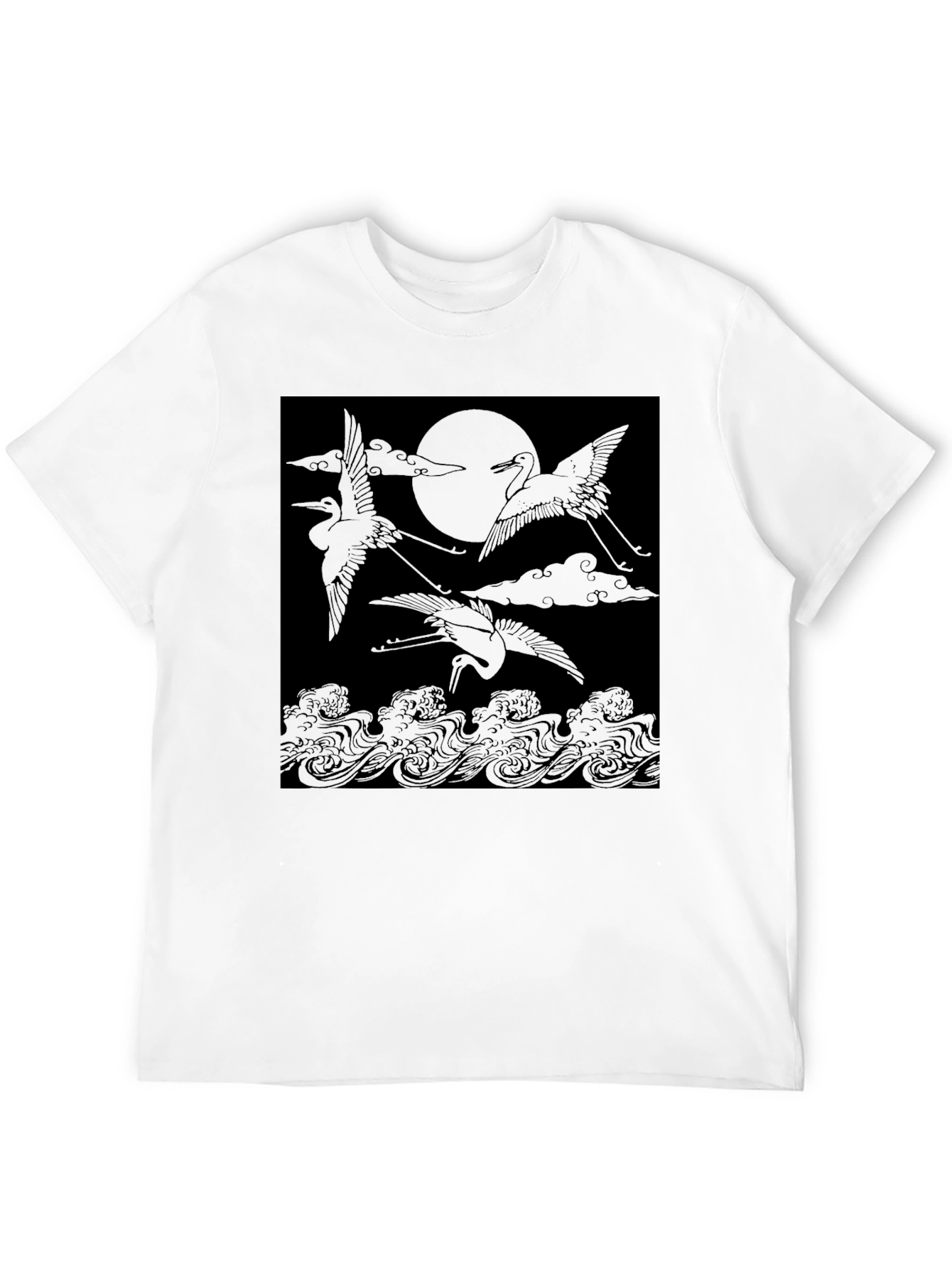 Black Crane & Moon Graphic Tee - Black view 12